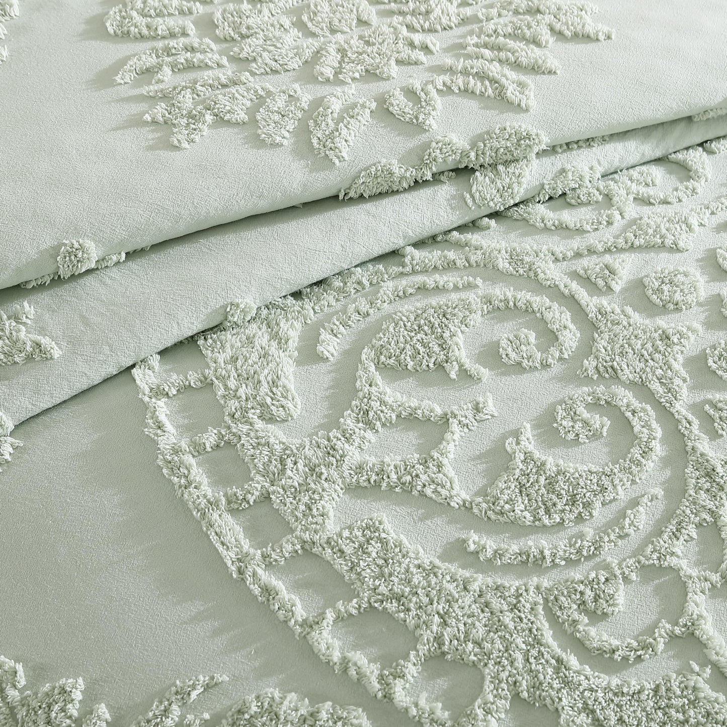 Beatrice Home Fashions Medallion Chenille Bedspread, King, Sage