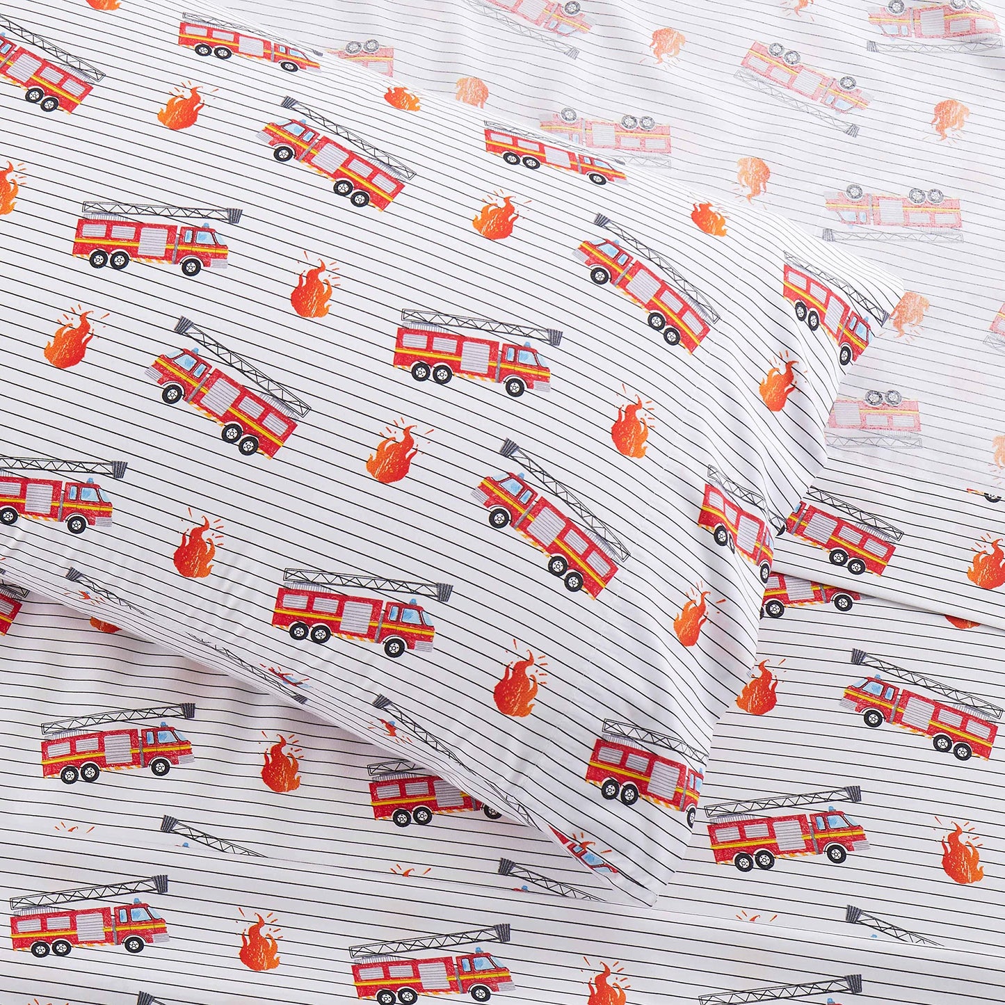 1500 Supreme Kids Bed Sheet Collection - Fun Colorful and Comfortable Boys and Girls Toddler Sheet Sets - Deep Pocket Wrinkle Free Soft and Cozy Bedding - Twin, Fire Engine