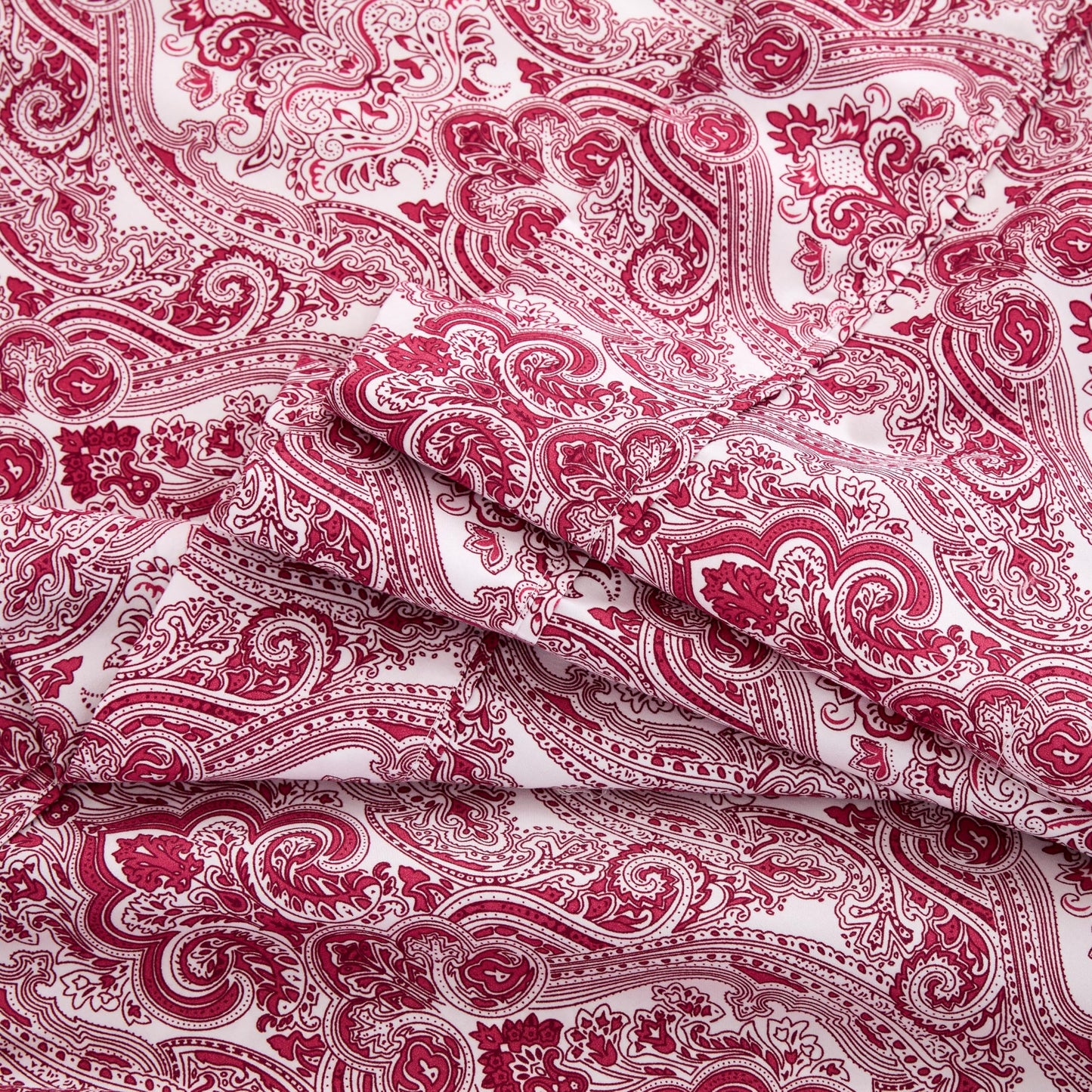 Spirit Linen Home 6-Piece Queen Size Bed Sheet Set - Deep Pocket, Paisley Print Design, Soft and Breathable Bed Sheets, Microfiber Material, Includes 1 Fitted, 1 Flat, 4 Pillowcases - Burgundy Paisley