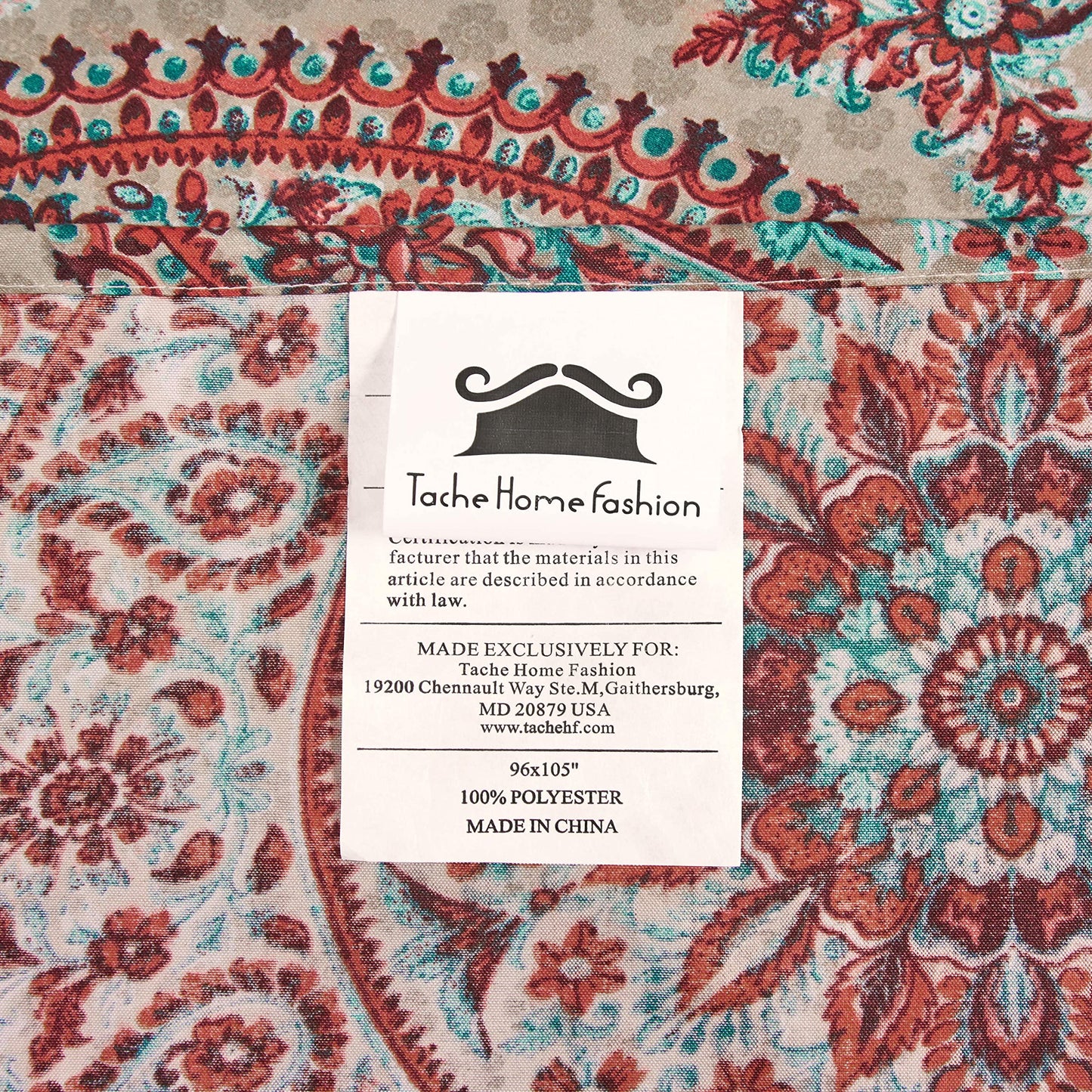 Tache 3pc Bohemian Boho Chic Medallion Mandala Paisley Boteh Flat Sheet, Queen
