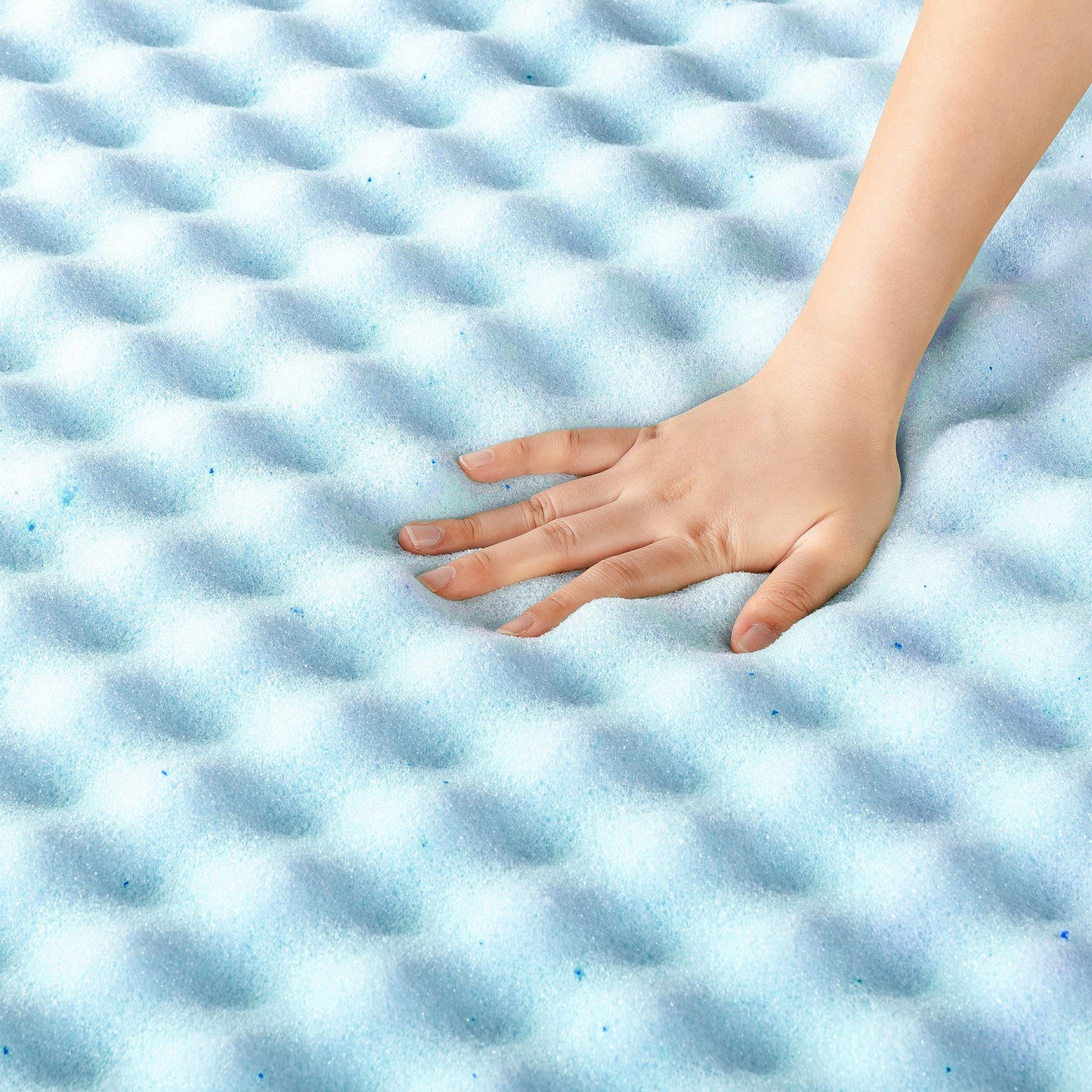 Best Price Mattress 2 Inch Egg Crate Memory Foam Mattress Topper, Cooling Gel Infusion, King, Dorm Essentials, Blue
