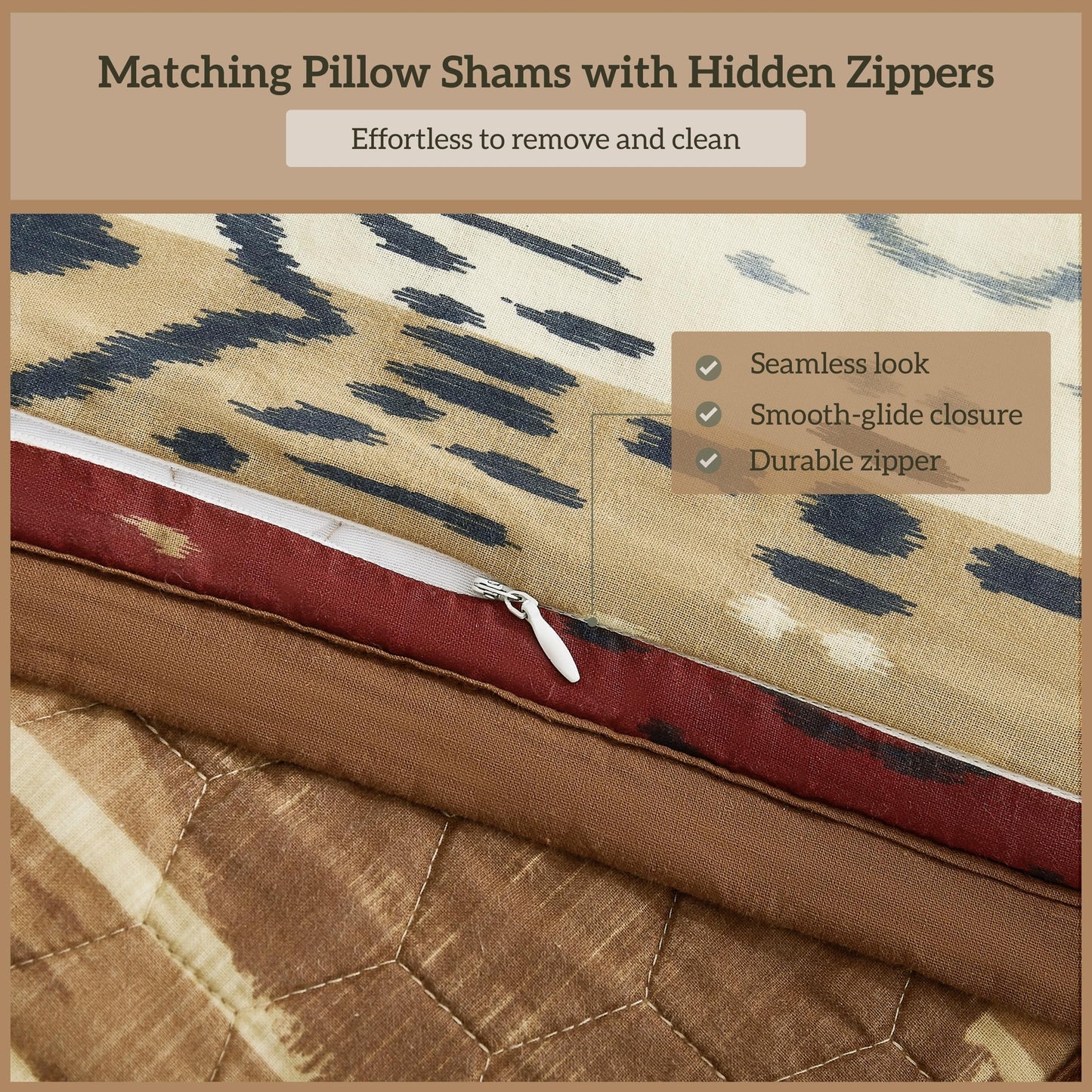 Paseo Road Home on the Range Queen Cotton Quilt Set, 3 Piece Western Bedding Set with Pillow Shams, Buffalo Aztec Reversible Quilt, Soft Rustic Lightweight Quilt, Southwestern Bedding