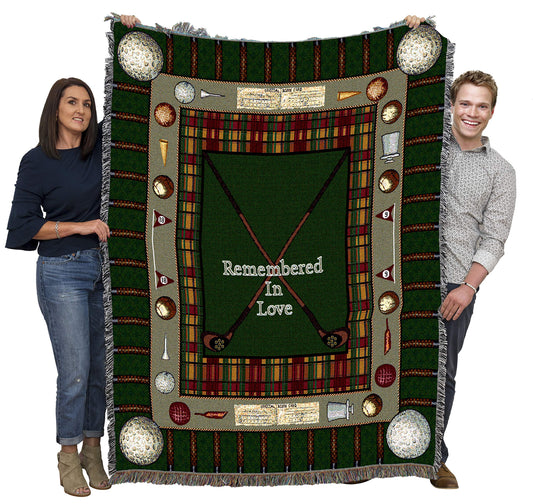 Pure Country Weavers Memorial Golf Blanket - Remembered in Love Blanket - Sympathy Bereavement Gift Tapestry Throw Woven from Cotton - Made in the USA (72x54)