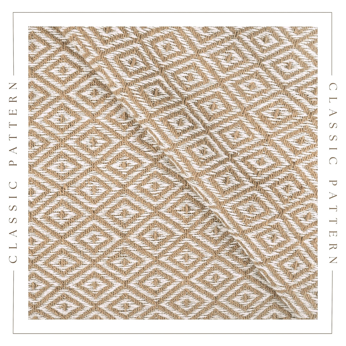 RAJRANG Beige Farmhouse Throw Blanket with Boho Tassel 50x60 Inches - Soft Vintage Geometric Throws Woven Blankets Tiger's Eye