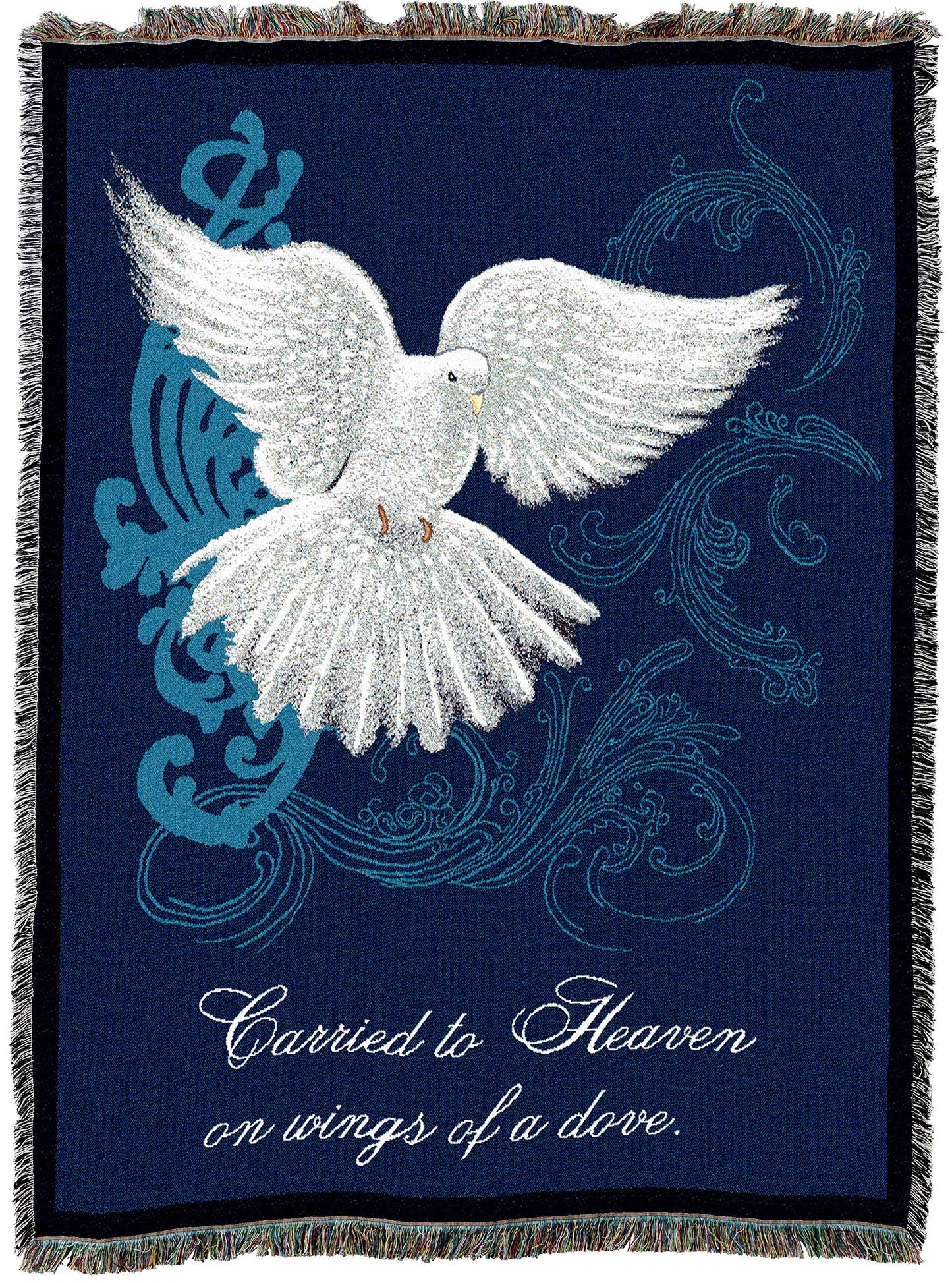 Pure Country Weavers Carried to Heaven on Wings of a Dove Blanket by Sherri Buck Baldwin - Sympathy Bereavement Gift Tapestry Throw Woven from Cotton - Made in the USA (72x54)