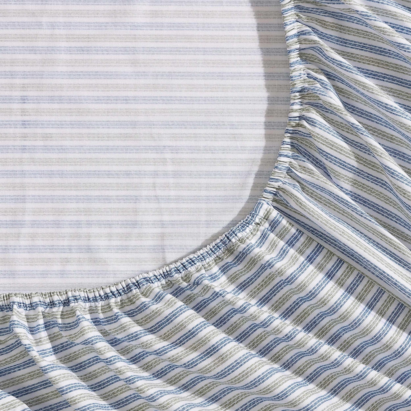 Eddie Bauer - Twin Sheet Set with Fitted Sheet & Pillowcase, 100% Cotton Percale Bedding, Crisp & Cool, Dorm Room Essentials, Ticking Stripe Navy/Green