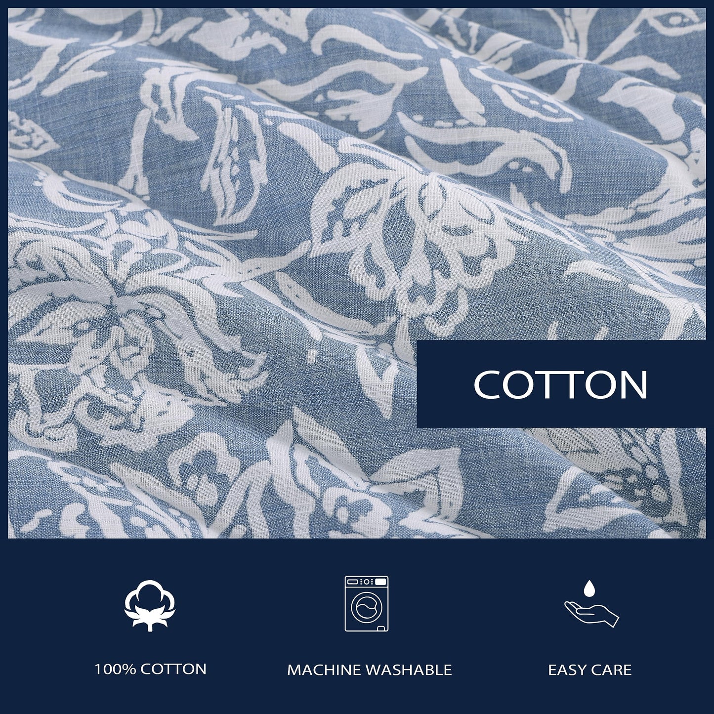 Nautica – Queen Comforter Set, Reversible Bedding with Matching Shams, Floral Room Decor, College Dorm Room Essentials (Tortola Blue)
