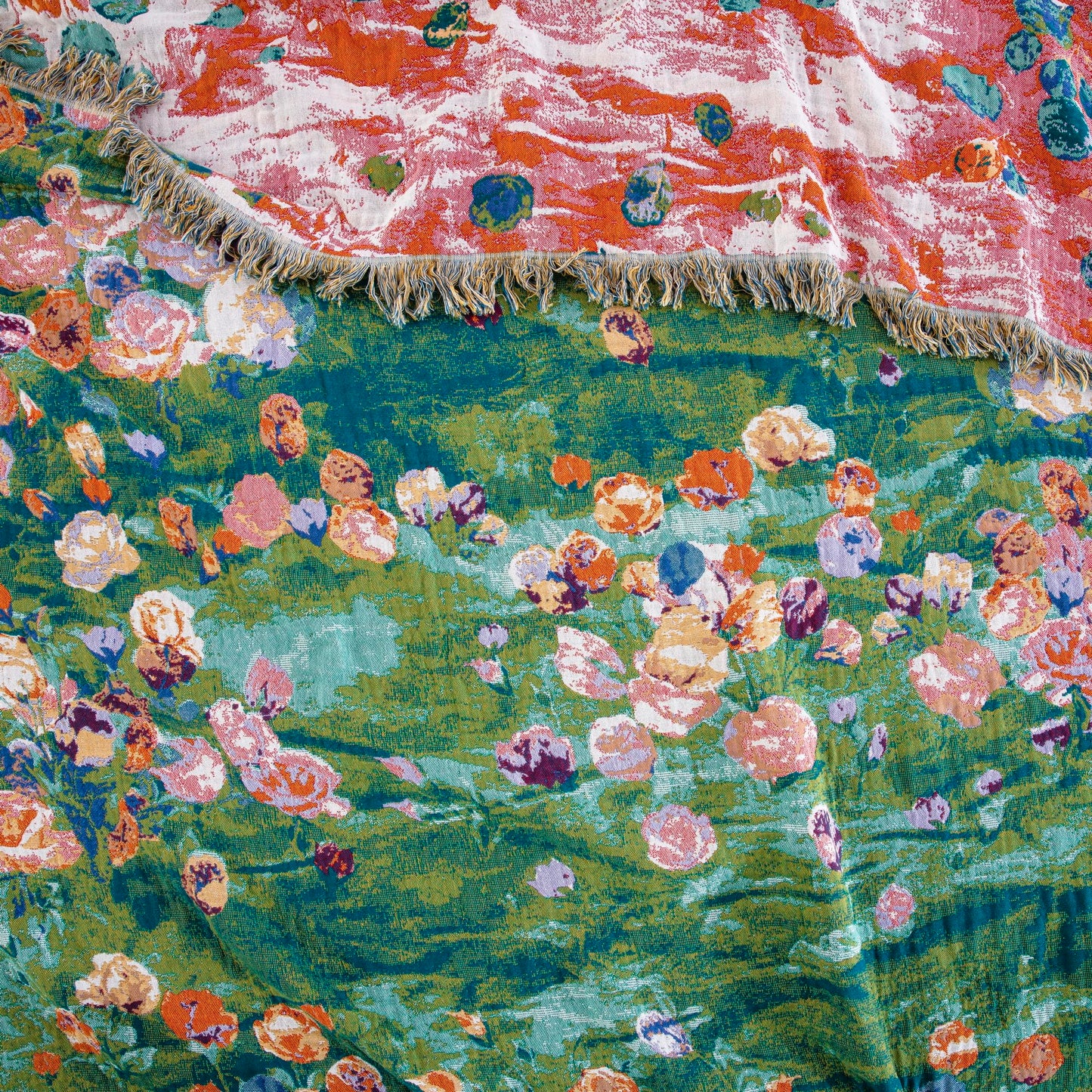 BRYALIX 100% Cotton Muslin Floral Blanket, Super Soft Throw Green for Couch, Bed Chair Quilt Travel Blankets, Reversible Jacquard Fall Coverlet, Lightweight Boho Farmhouse Picnic Blanket, 60"x80"