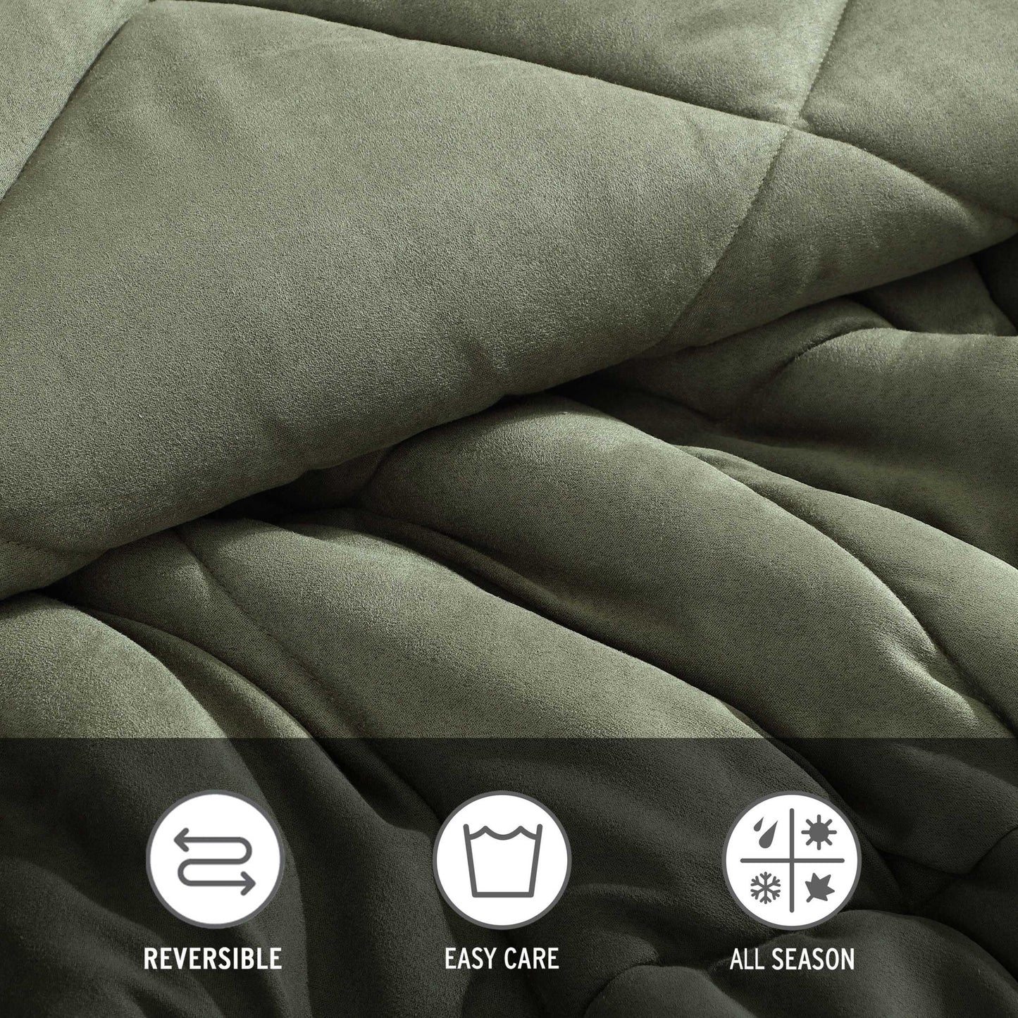 Eddie Bauer - Queen Comforter Set, Microsuede Bedding with Soft Plush Faux Shearling Reverse, 3 Piece Bed Set with Matching Pillowcases (Big Lake Plaid Green)