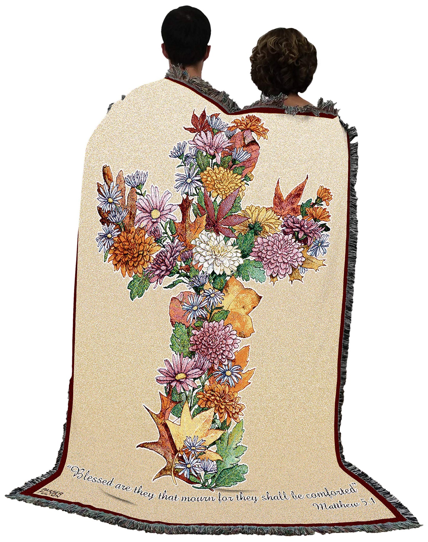 Autumn Leaves Blanket by Parker Fulton - Blessed Are Those Who Mourn - Scriptures Matthew 5:4 - Sympathy Bereavement Gift Tapestry Throw Woven from Cotton - Made in the USA (72x54)