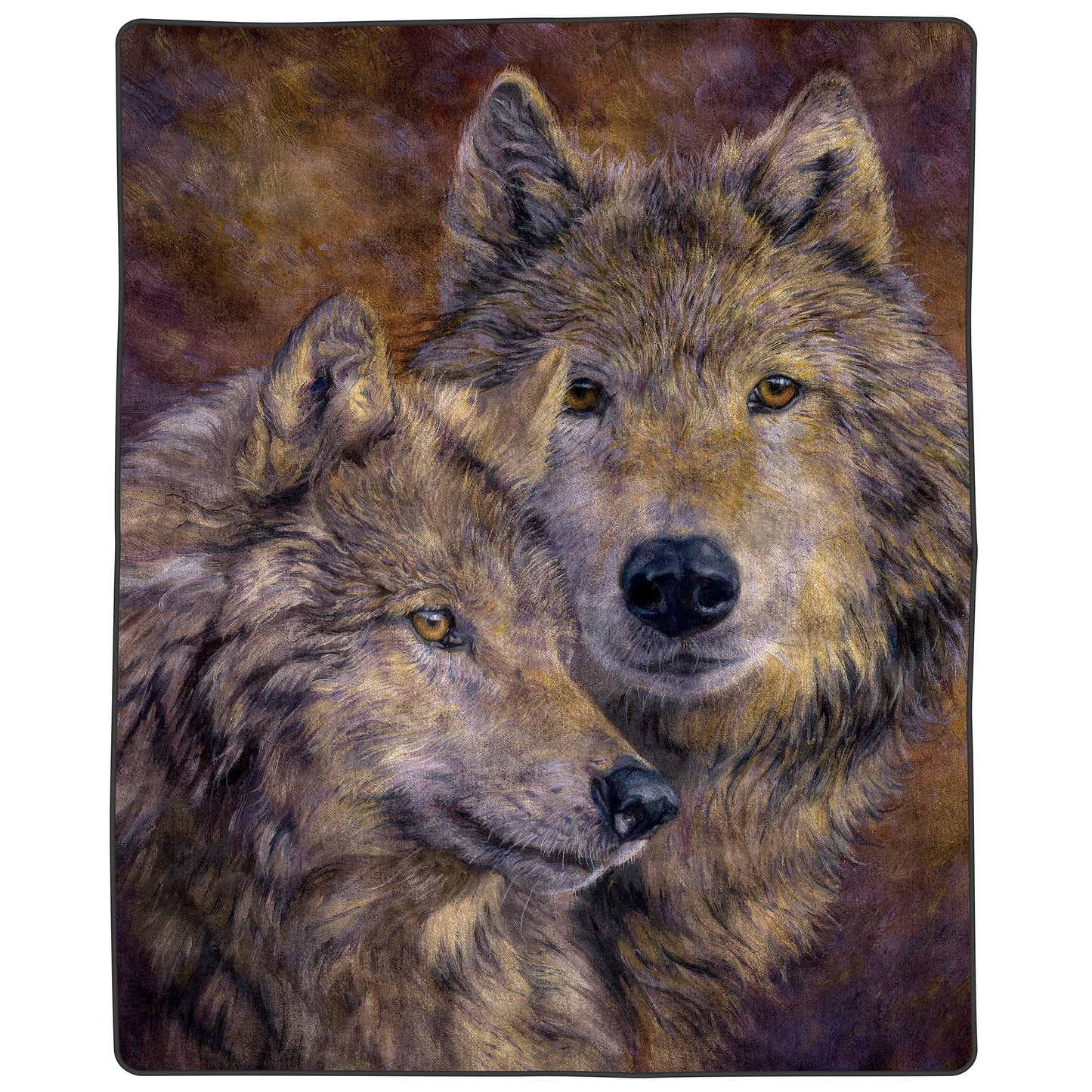 Home Bedford Wolf Blanket – 80x92-inch Printed Pair of Wolves Blanket - Plush Thick 8lb Faux Mink Queen Throw for Couch, Sofa, or Bed