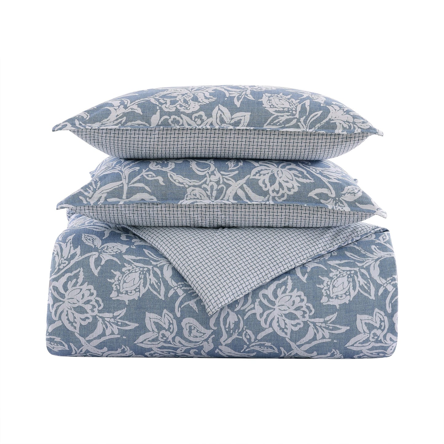 Nautica – Queen Comforter Set, Reversible Bedding with Matching Shams, Floral Room Decor, College Dorm Room Essentials (Tortola Blue)
