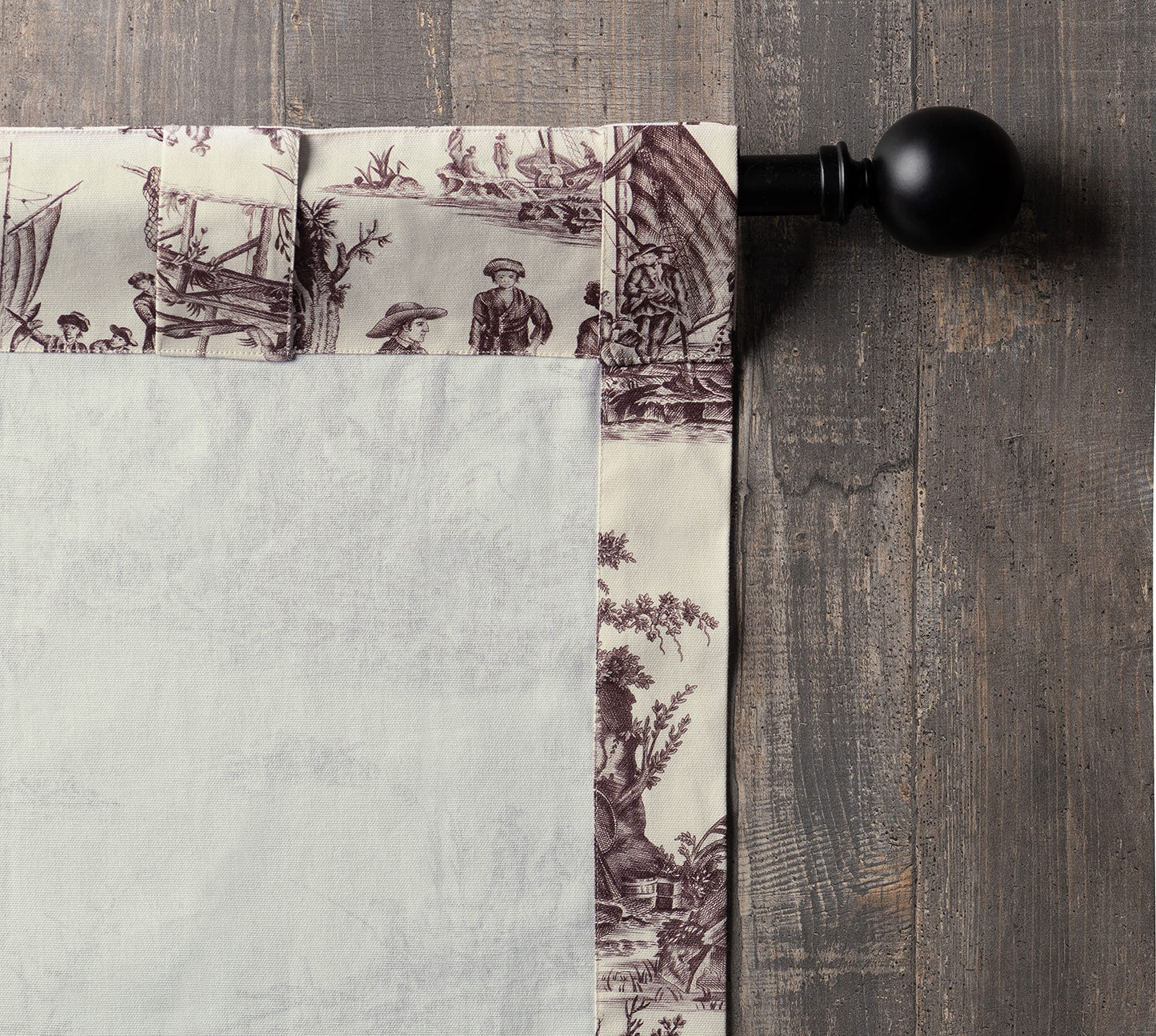 Maison d' Hermine Curtains for Living Room 100% Cotton 96 inch Length One Panel Light Filtering Toile Curtains for Bedroom Windows with Rod and Loop Pockets Drapes (Calais Charcoal, 50" W x 96" L)