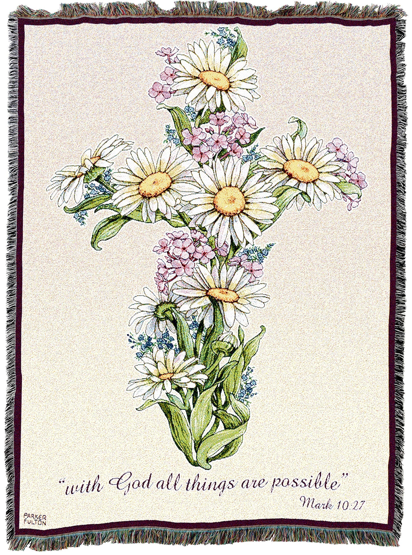 Pure Country Weavers Daisy Cross Blanket - Sympathy Bereavement Gift Tapestry Throw Woven from Cotton - Made in the USA (72x54)