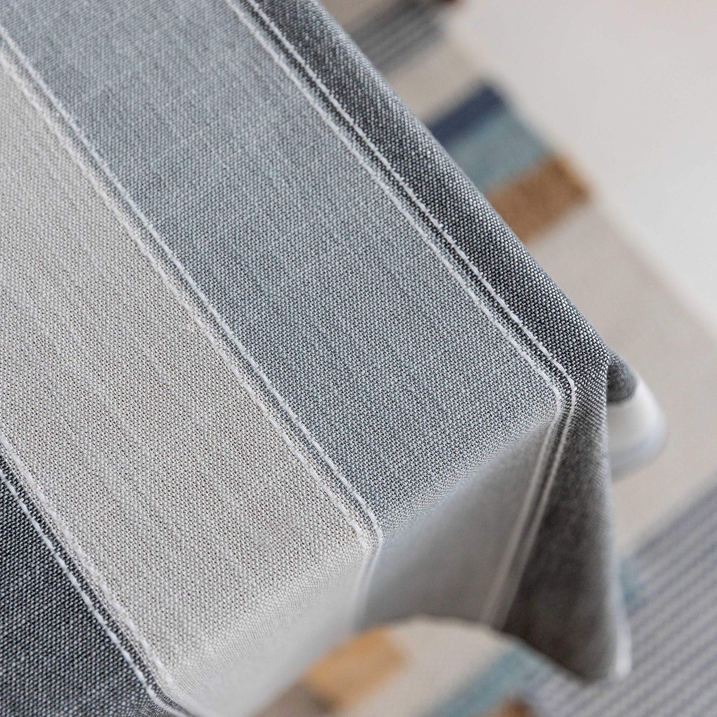 Home Brilliant Square Tablecloth 52x52, Striped Table Cover for Kitchen, Cotton Linen Table Cloth for Indoor Outdoor Picnic(52 x 52 Inch, Dark Grey)