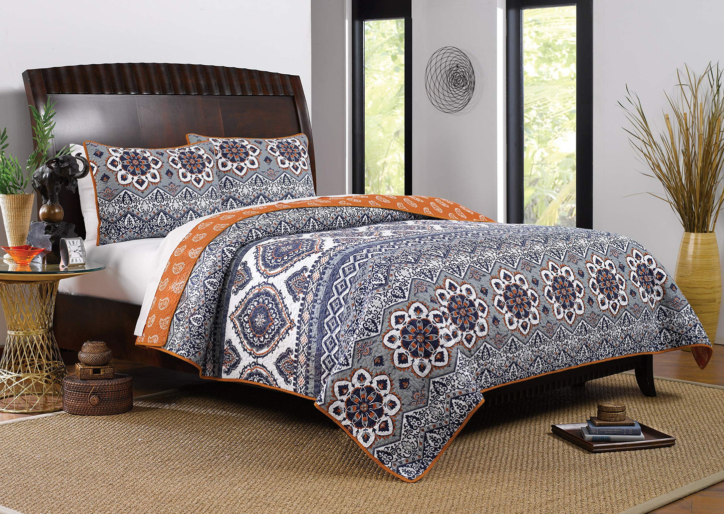 Barefoot Bungalow Medina Quilt Set, 3-Piece King/Cal King, Saffron,GL-1510JMSK