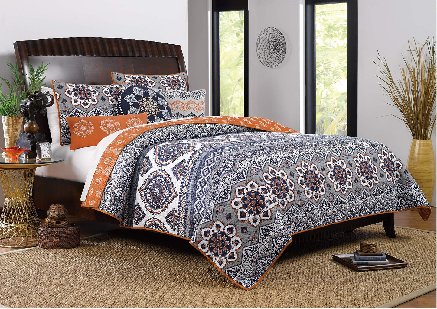 Barefoot Bungalow Medina Quilt Set, 3-Piece King/Cal King, Saffron,GL-1510JMSK