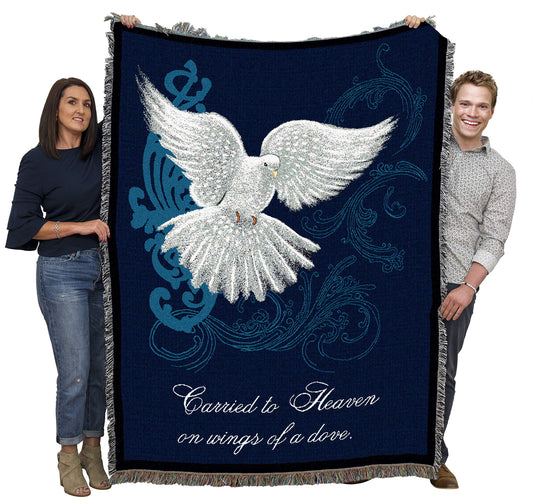 Pure Country Weavers Carried to Heaven on Wings of a Dove Blanket by Sherri Buck Baldwin - Sympathy Bereavement Gift Tapestry Throw Woven from Cotton - Made in the USA (72x54)