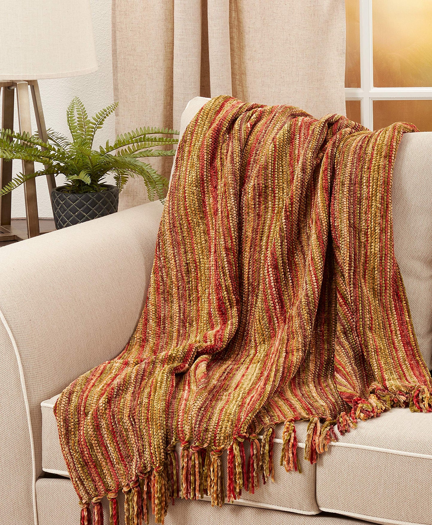 SARO LIFESTYLE Multicolor Chenille Throw Blanket, Multi, 50"x60"