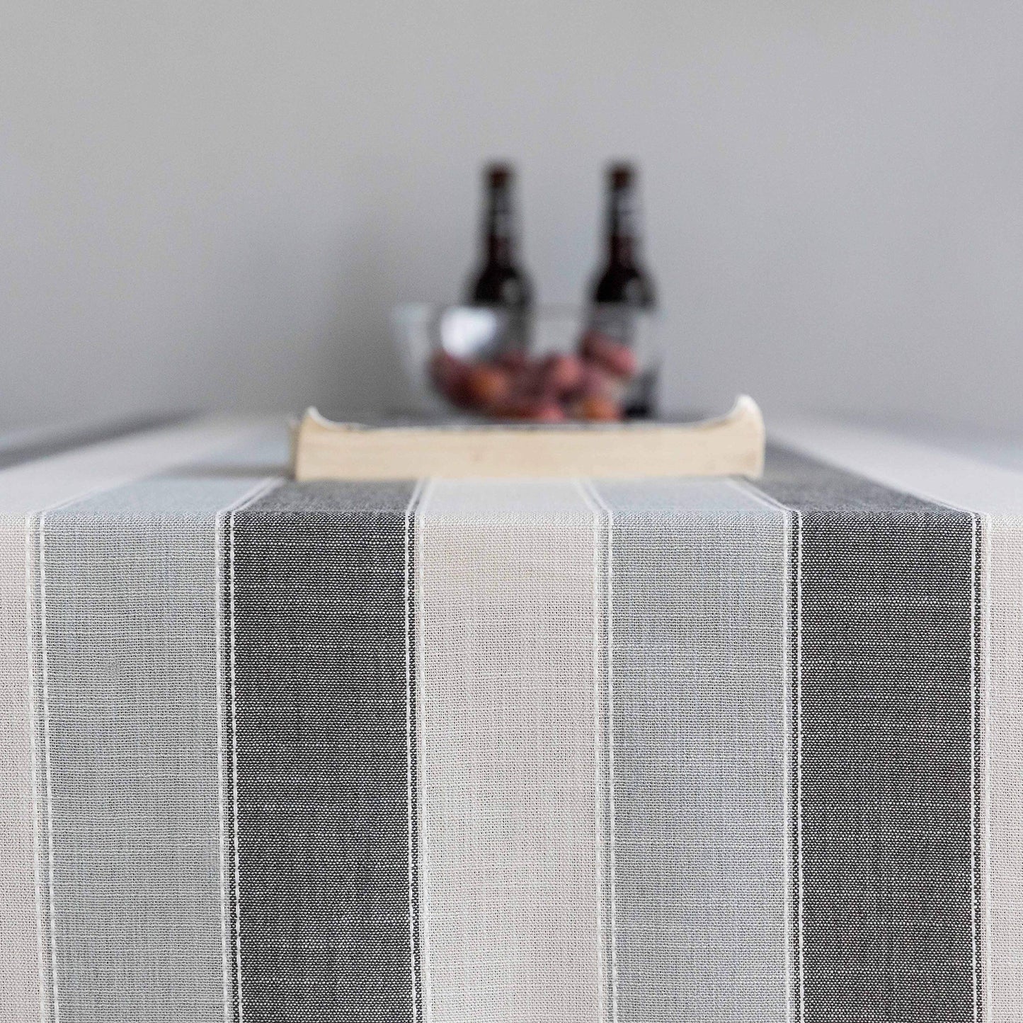 Home Brilliant Square Tablecloth 52x52, Striped Table Cover for Kitchen, Cotton Linen Table Cloth for Indoor Outdoor Picnic(52 x 52 Inch, Dark Grey)