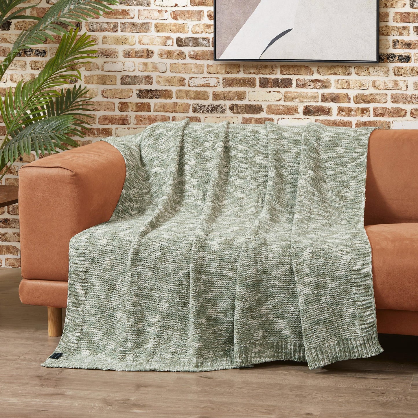 Lucky Brand Logan Taupe/Sage Chenille Knit 50"X70" Throw Blanket - Luxurious Soft Blanket for Ultimate Comfort and Cozy Warmth