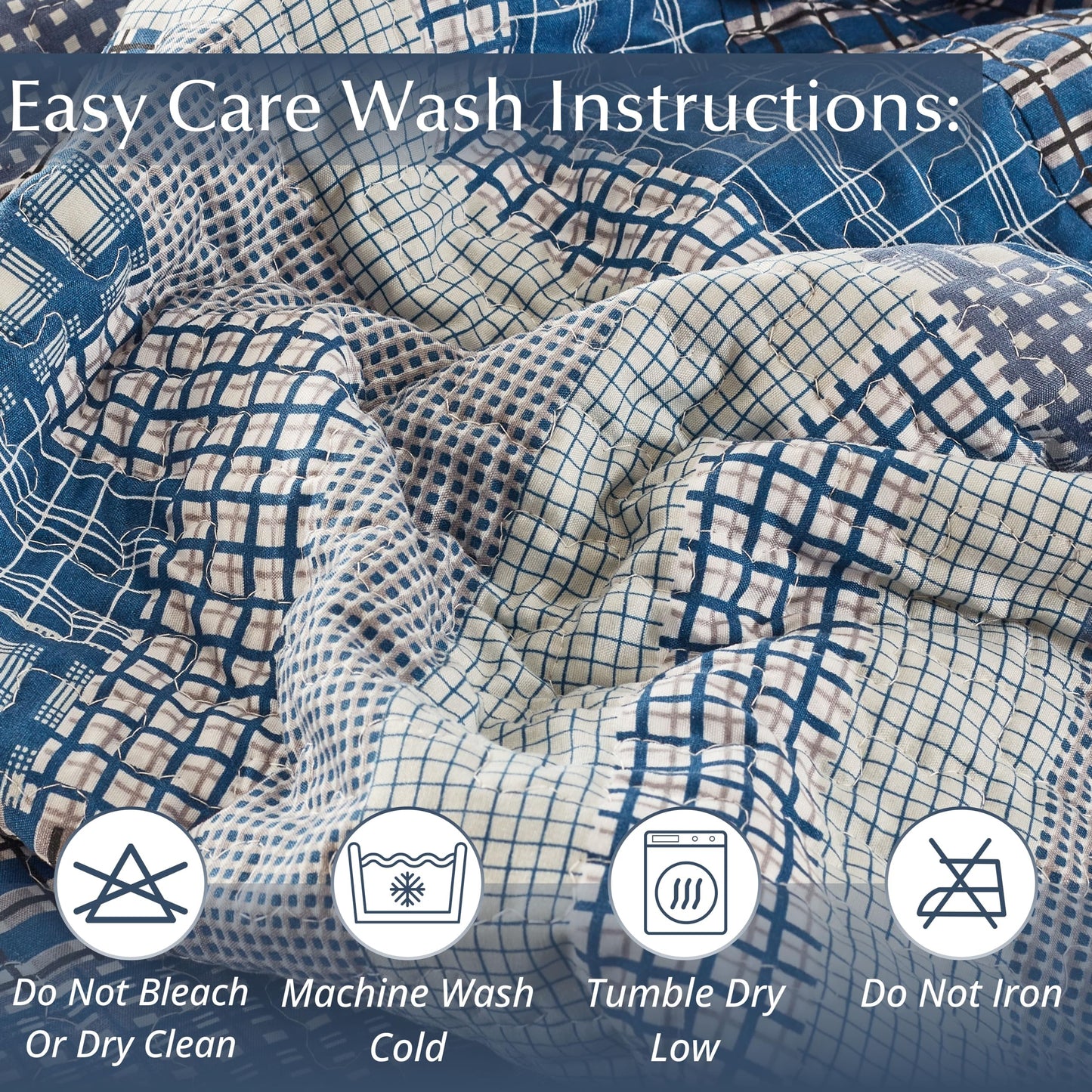 Virah Bella 2 Piece Full/Queen Lodge Quilt Bedding Set - Rustic Country Reversible Comforter Set with Decorative Pillow Shams - Montana Cabin: Blue/Gray