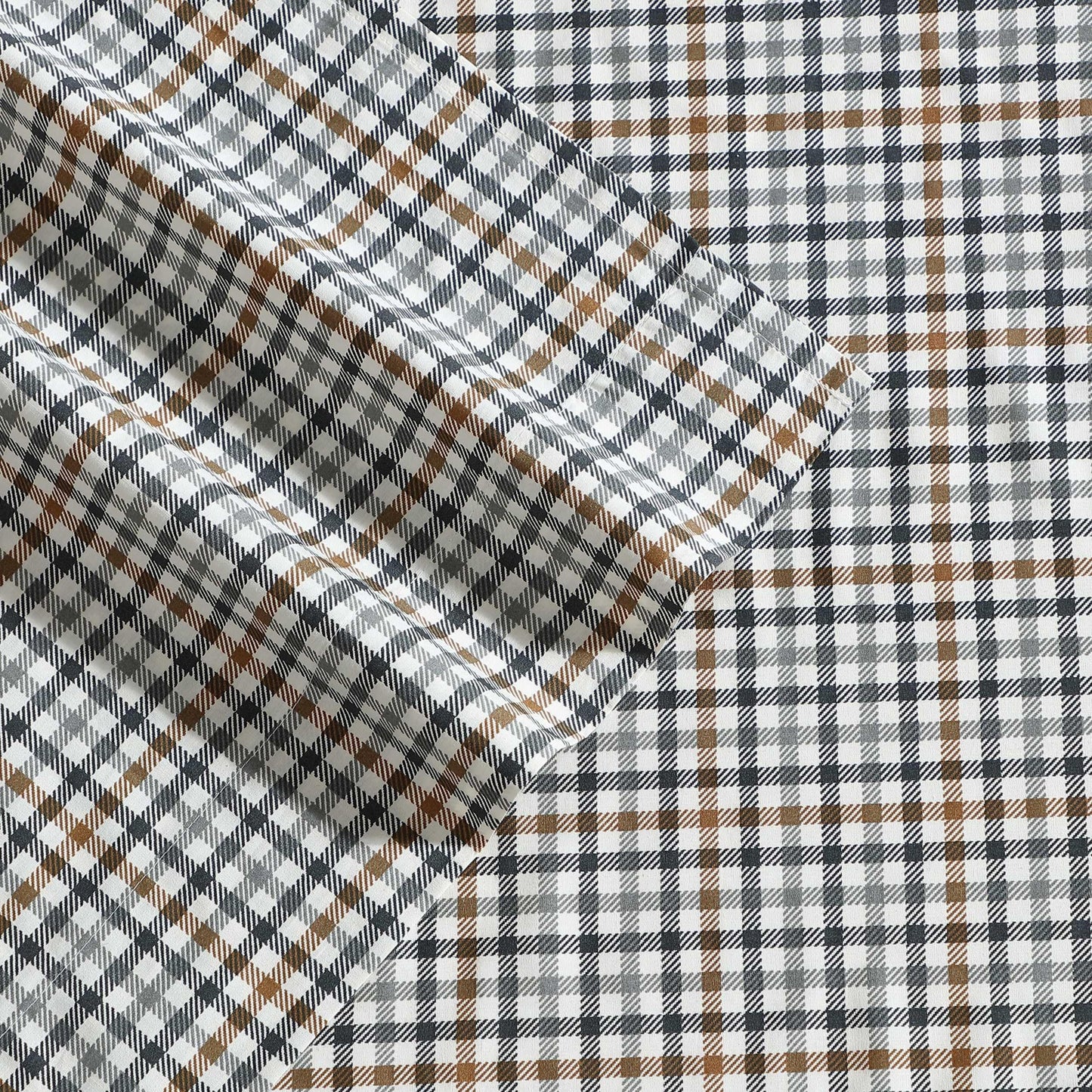 Eddie Bauer - Twin Sheet Set, Crisp & Cooling Sheets w/a Naturally Smooth Cotton Percale Lightweight Feel - Matching Pillowcase & Deep Pocket Fitted Sheet (Griffin Plaid Beige)