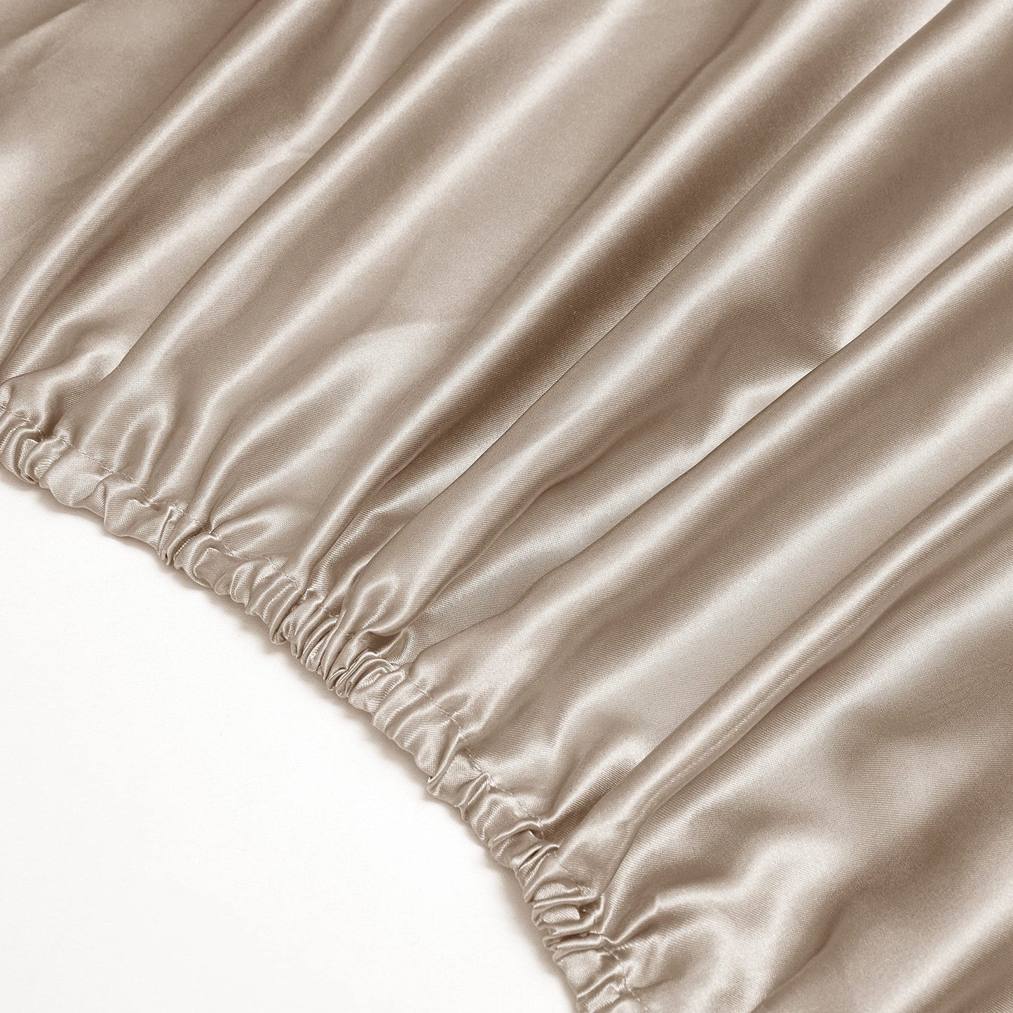 NA HommxJF 4PCS Taupe Satin Sheets Full Size Taupe Silky Silk Sheets Sets Bedding Sets & Pillowcases with 1 Flat Sheet+1 Deep Pocket Fitted Sheet+2 Pillowcases
