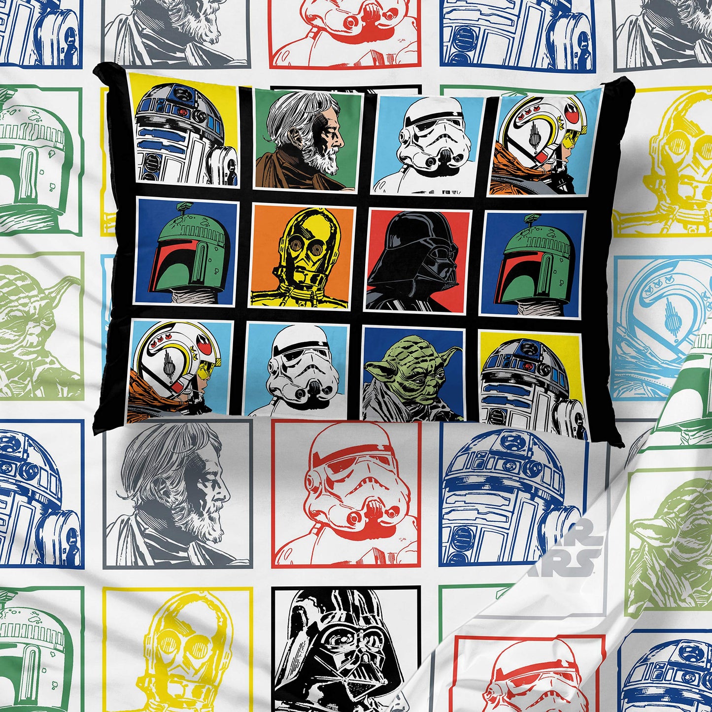 Jay Franco Kids Sheet Set with Fitted, Flat Sheets & Pillow Cover - Ultra-Soft Bedding with Pillowcase for Room Decor, Multi - Star Wars, 3 Piece Twin