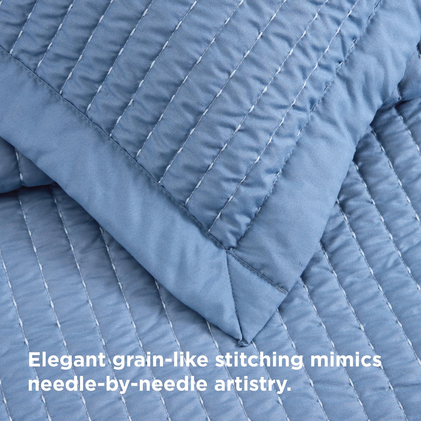 Bedsure Blue Quilts King Size - King Quilt Bedding Set Bedspread Coverlet, Lightweight Neutral Striped Bedding, 3-Piece Set with 106"x96" Coverlet & 2 Pillow Shams, All-Season Soft Microfiber