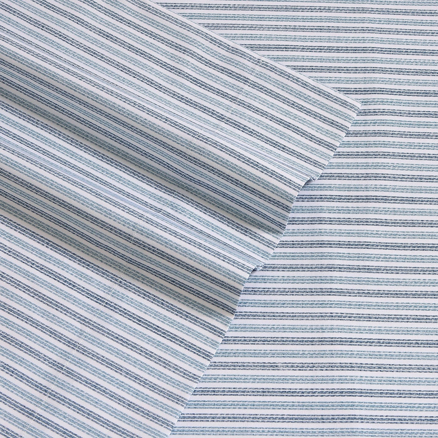 Eddie Bauer - Twin Sheet Set with Fitted Sheet & Pillowcase, 100% Cotton Percale Bedding, Crisp & Cool, Dorm Room Essentials, Ticking Stripe Light Blue