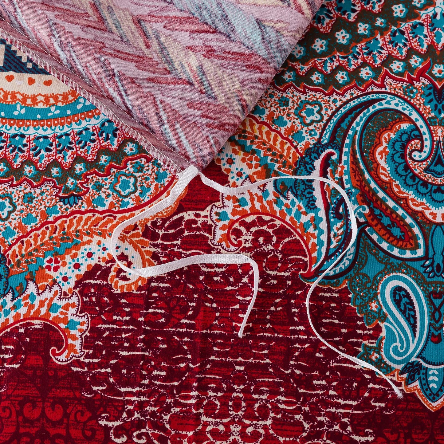 FADFAY Exotic Boho Duvet Cover Set King/California King 100% Brushed Cotton Soft Bohemian Bedding Paisley Ethnic Colorful Bedding Reversible Tribal Zipper Bed Comforter Cover + 2 Pillowshams, 3Pcs