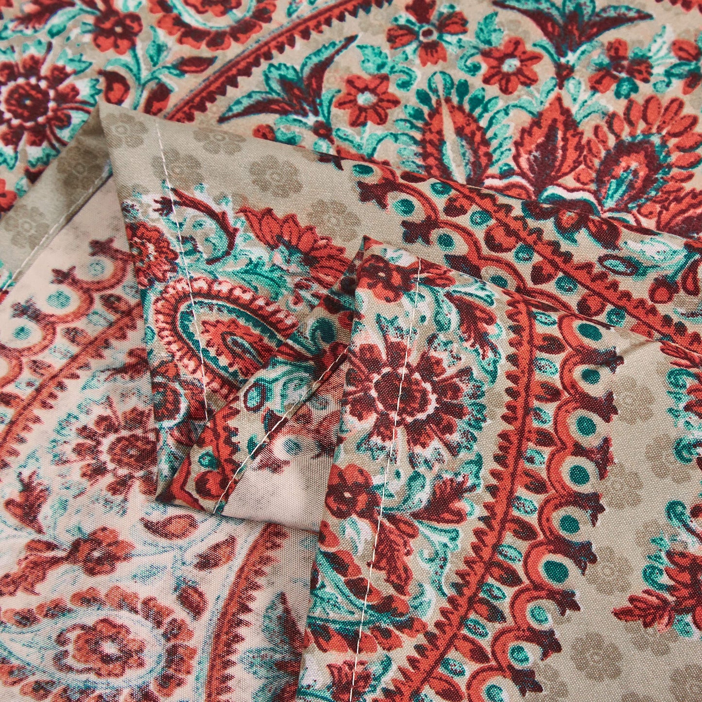 Tache Bohemian Mandala Fitted Sheet + Pillowcases - Retro Vintage Rustic Boho Chic Medallion Paisley Boteh 15-inch Deep Pocket Bed Sheet, 3 Piece Set, Cal King