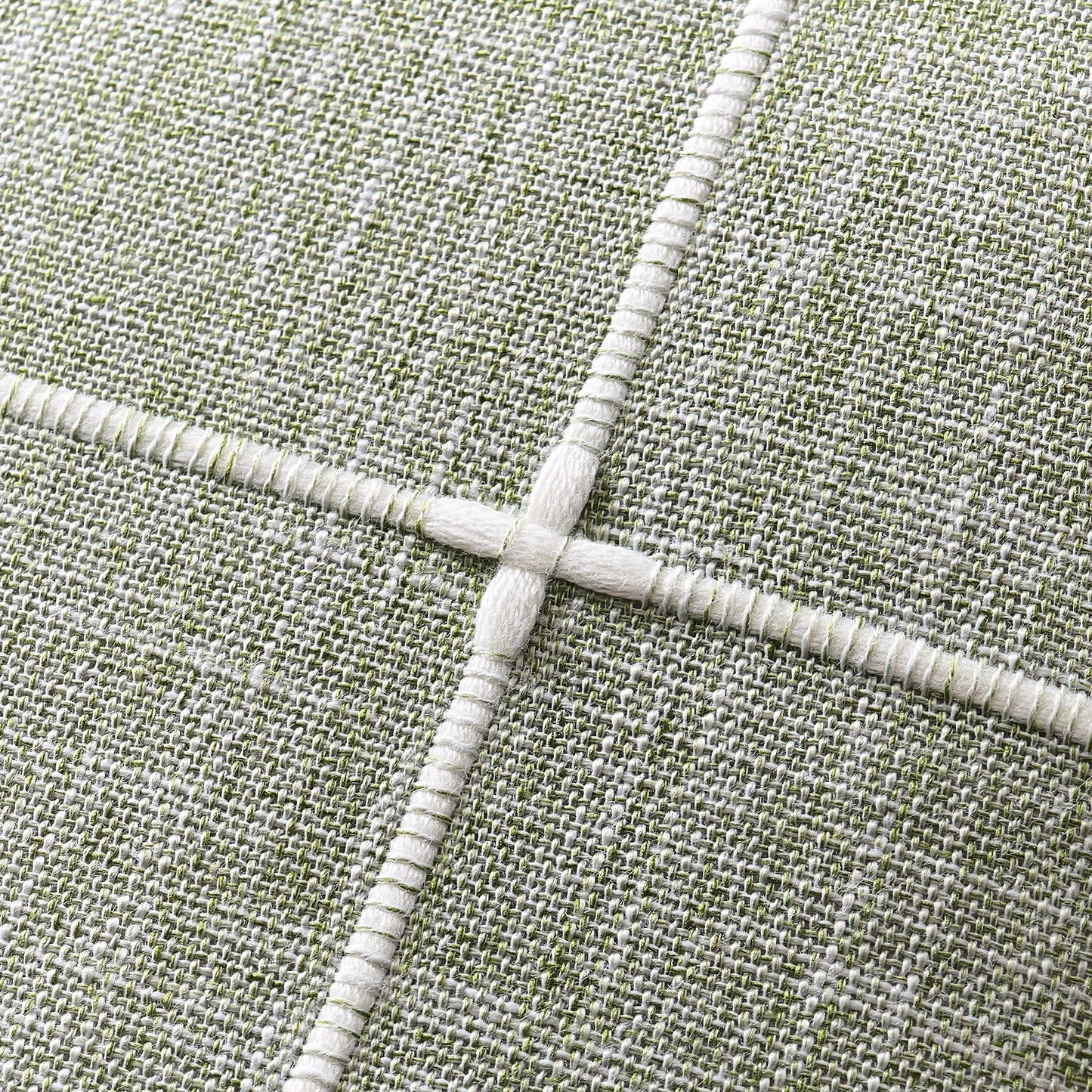 YZJZEDS 2 Packs Grid Embroidery Throw Pillow Covers, 18x18 Inch Light Sage Green, Farmhouse Linen Decorative Light Green Cushion Covers for Sofa Bed Living Room Home Decor