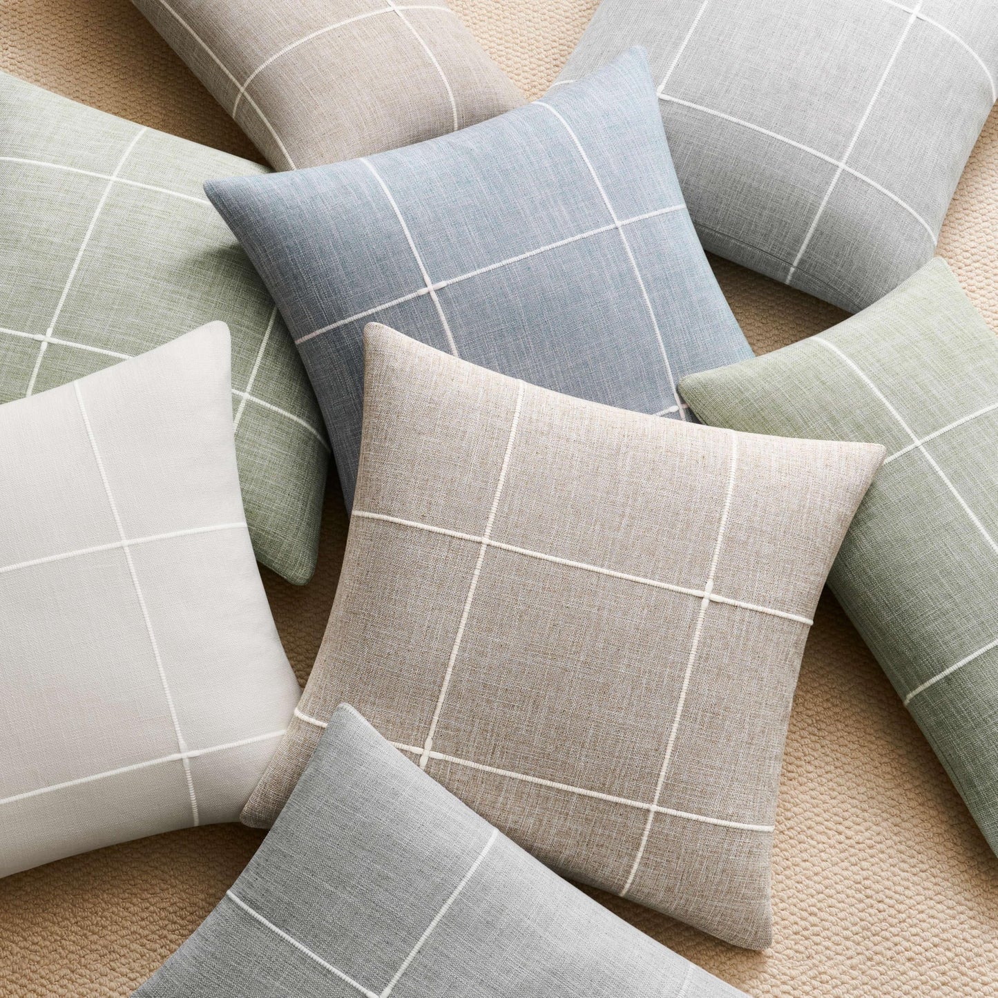 YZJZEDS 2 Packs Grid Embroidery Throw Pillow Covers, 18x18 Inch Light Sage Green, Farmhouse Linen Decorative Light Green Cushion Covers for Sofa Bed Living Room Home Decor