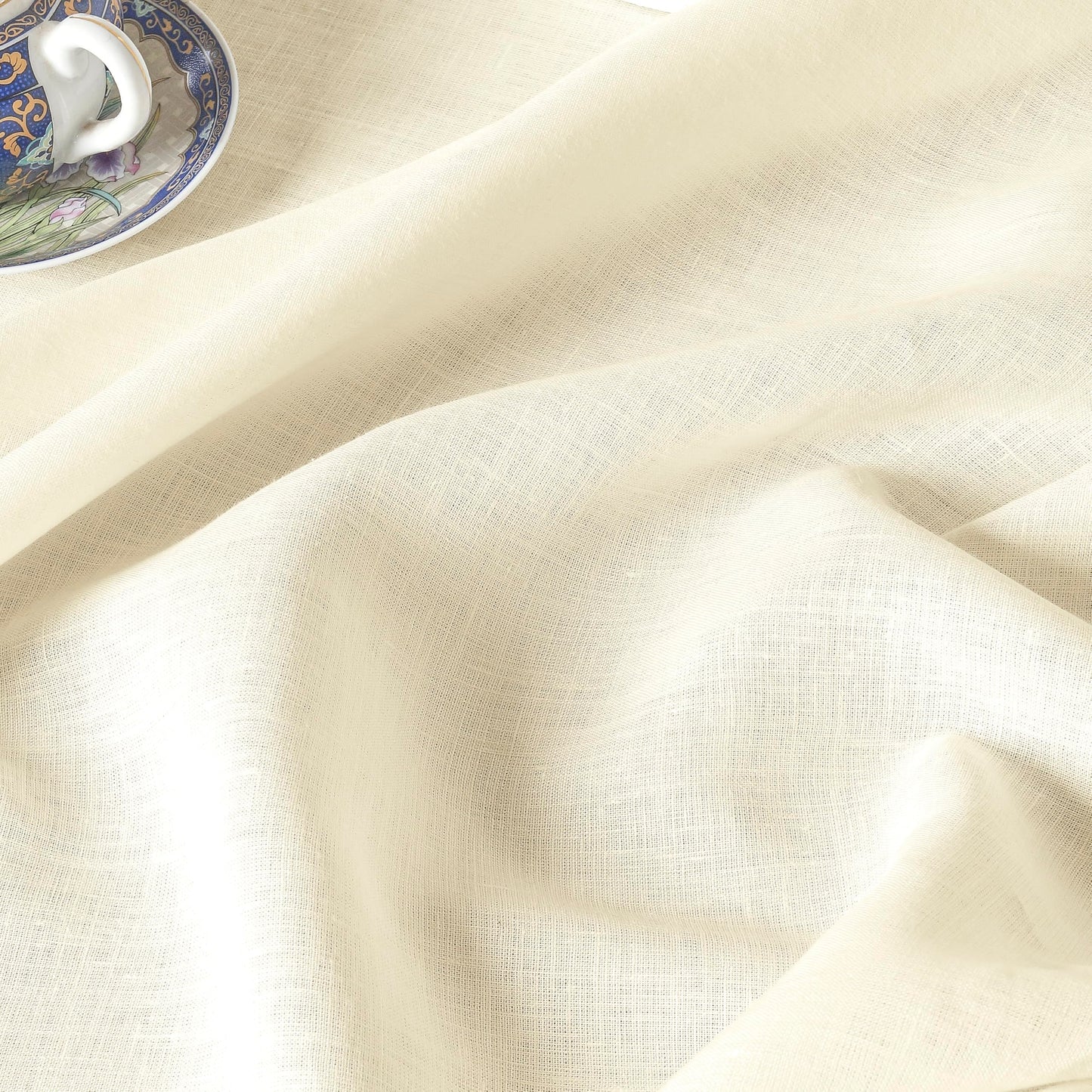 Classic Linen™ by D'Moksha Ivory Tablecloth, Rectangle Tablecloth 60 x 102 Inch, 100% Pure Linen, Machine Washable Table Cloth for Dining- Summer