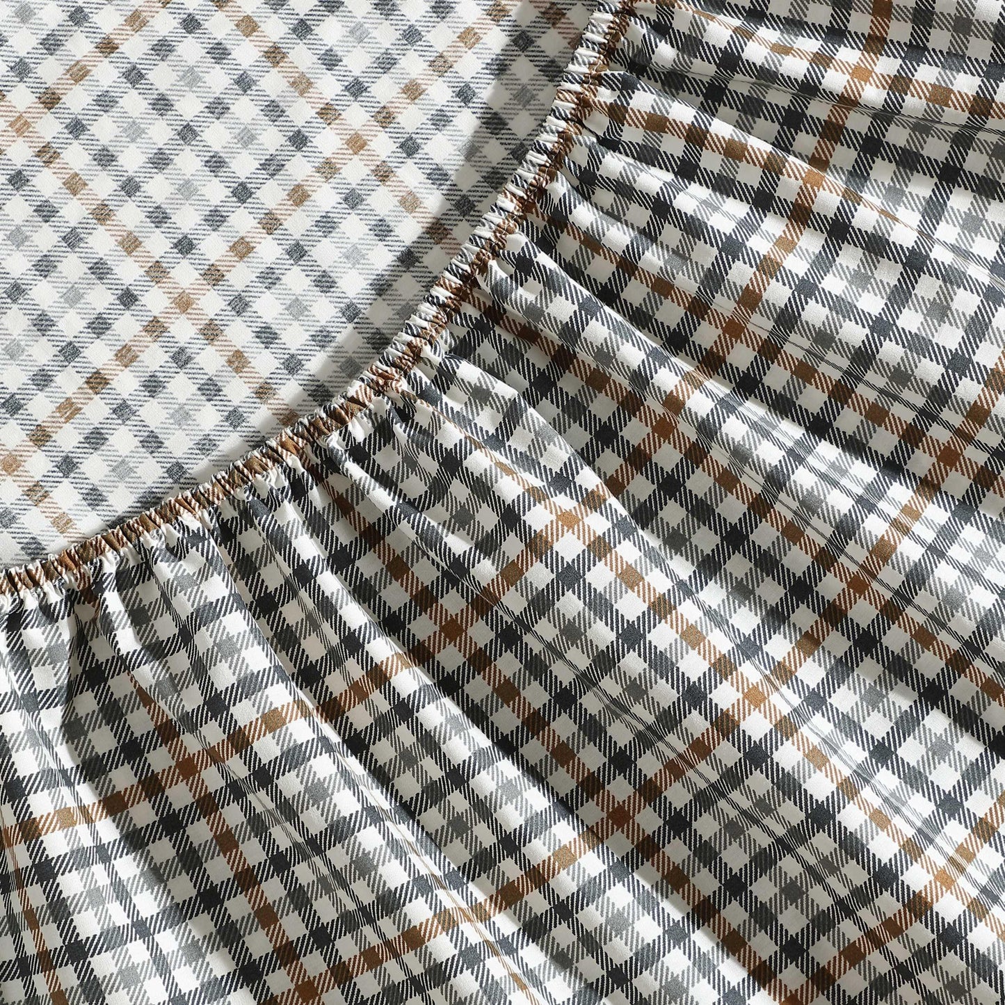 Eddie Bauer - Twin Sheet Set, Crisp & Cooling Sheets w/a Naturally Smooth Cotton Percale Lightweight Feel - Matching Pillowcase & Deep Pocket Fitted Sheet (Griffin Plaid Beige)