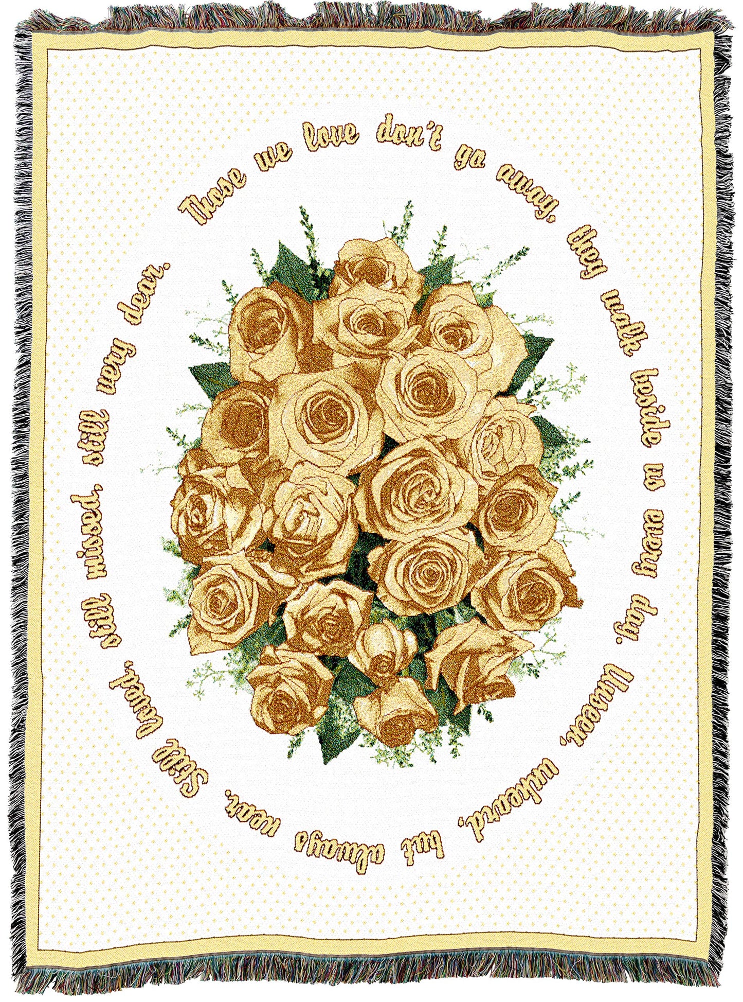Pure Country Weavers Bundle of Yellow Roses Blanket - Those We Love Don't Go Away - Sympathy Bereavement Gift Tapestry Throw Woven from Cotton - Made in the USA (72x54)