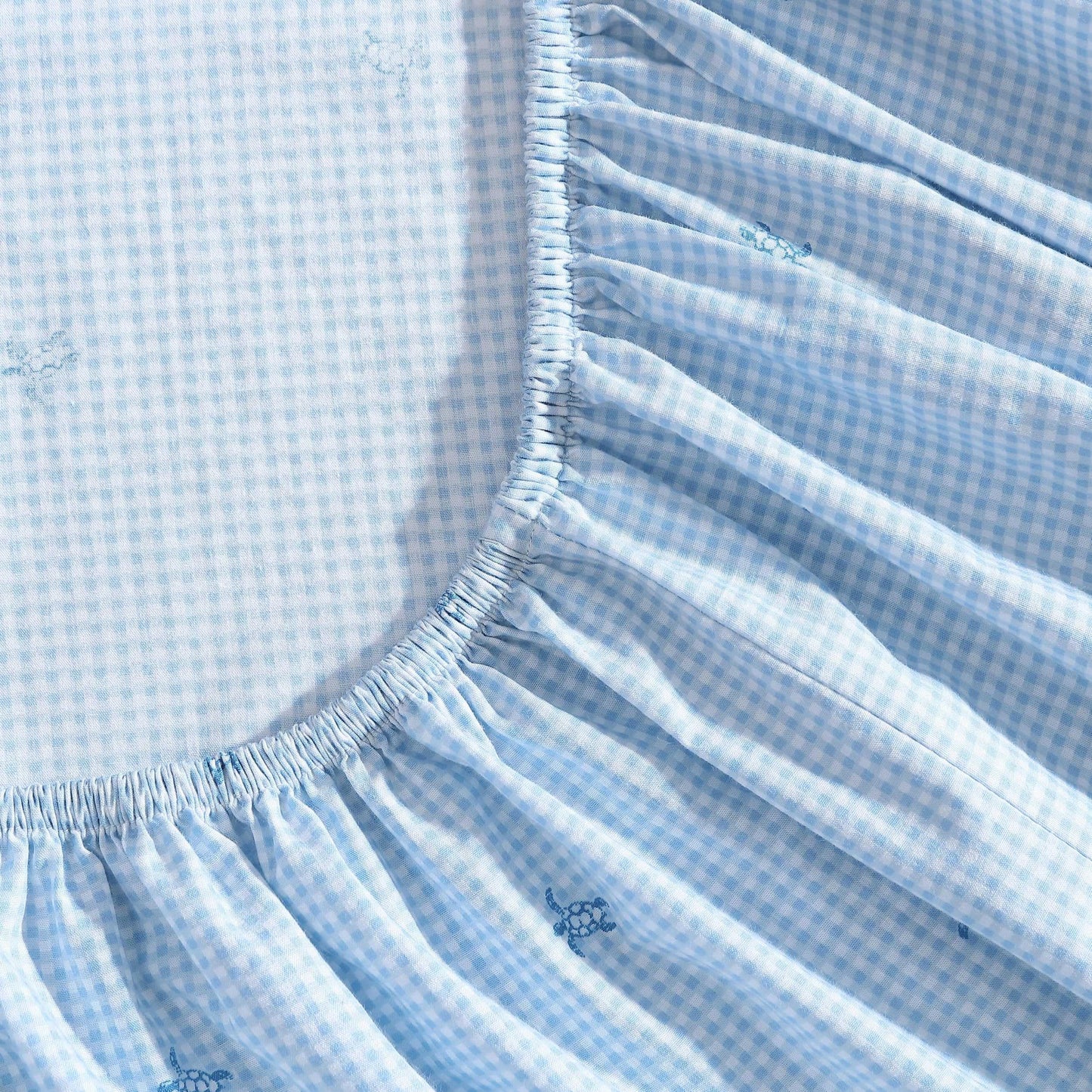 Laura Ashley - King Sheets, Cotton Percale Bedding Set, Lightweight & Breathable Home Decor (Turtle Gingham Blue, King)