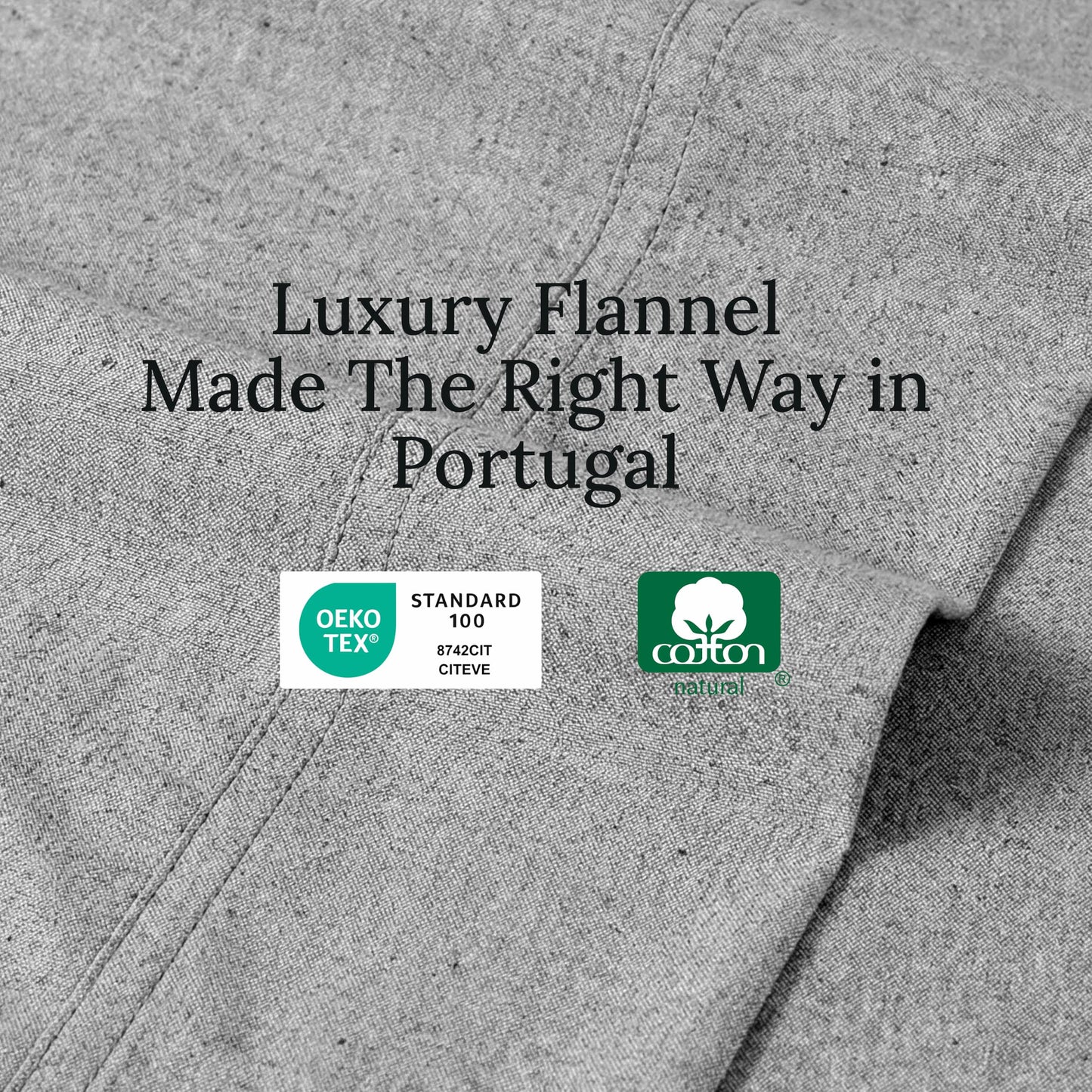 California Design Den Flannel Queen Bed Sheets Set - Made in Portugal, 4-Pc 100% Cotton Bedsheets Queen Size Bed Set, Thick, Velvet Soft, Triple-Brushed with Extra Deep Pockets - Heather Grey