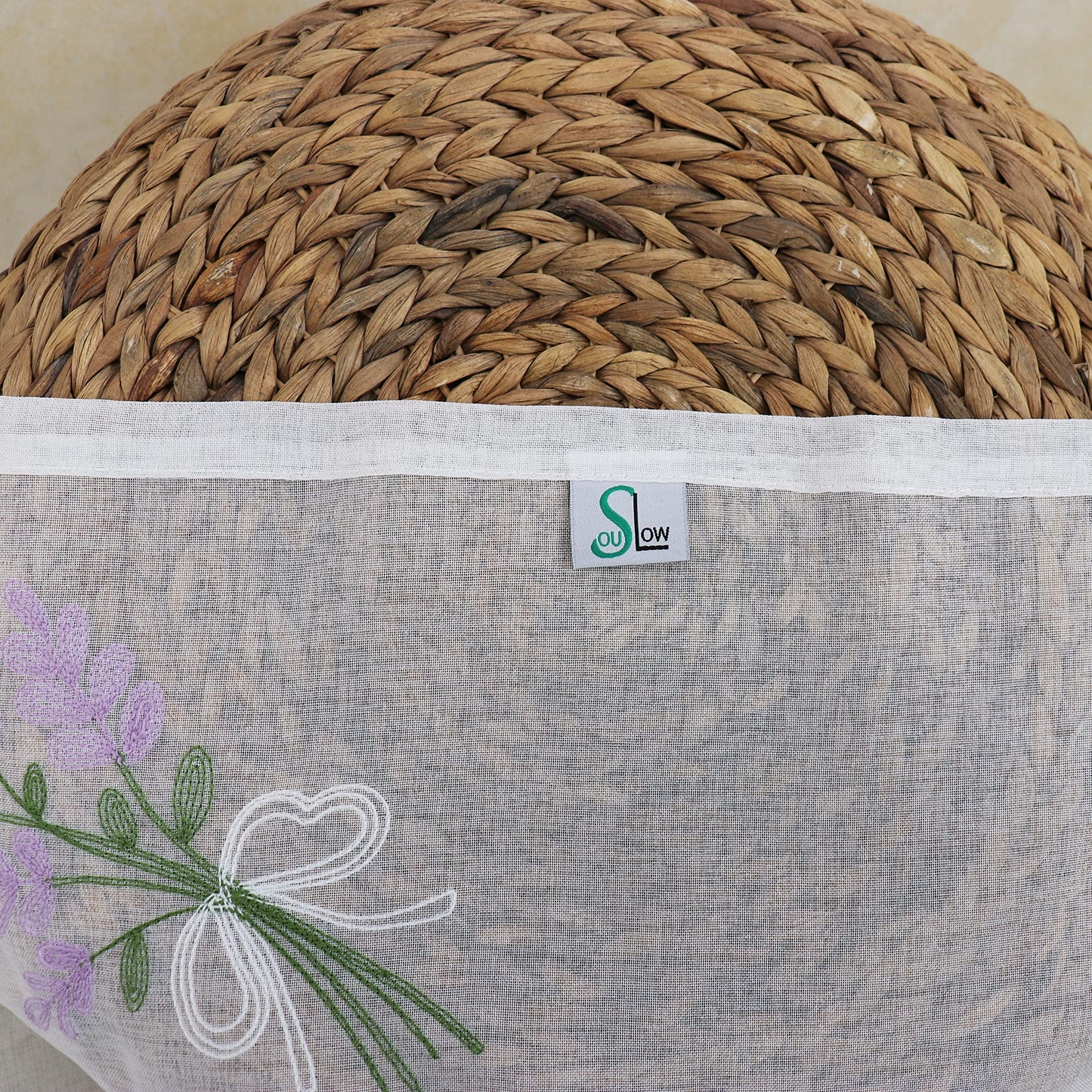 SLOW SOUL Set of 2 Panels Lavender Purple Flower Sheer Curtains Faux Linen Semi Sheer Window Curtains Drapes for Bedroom Living Room Rod Pocket 56W X 72L inch