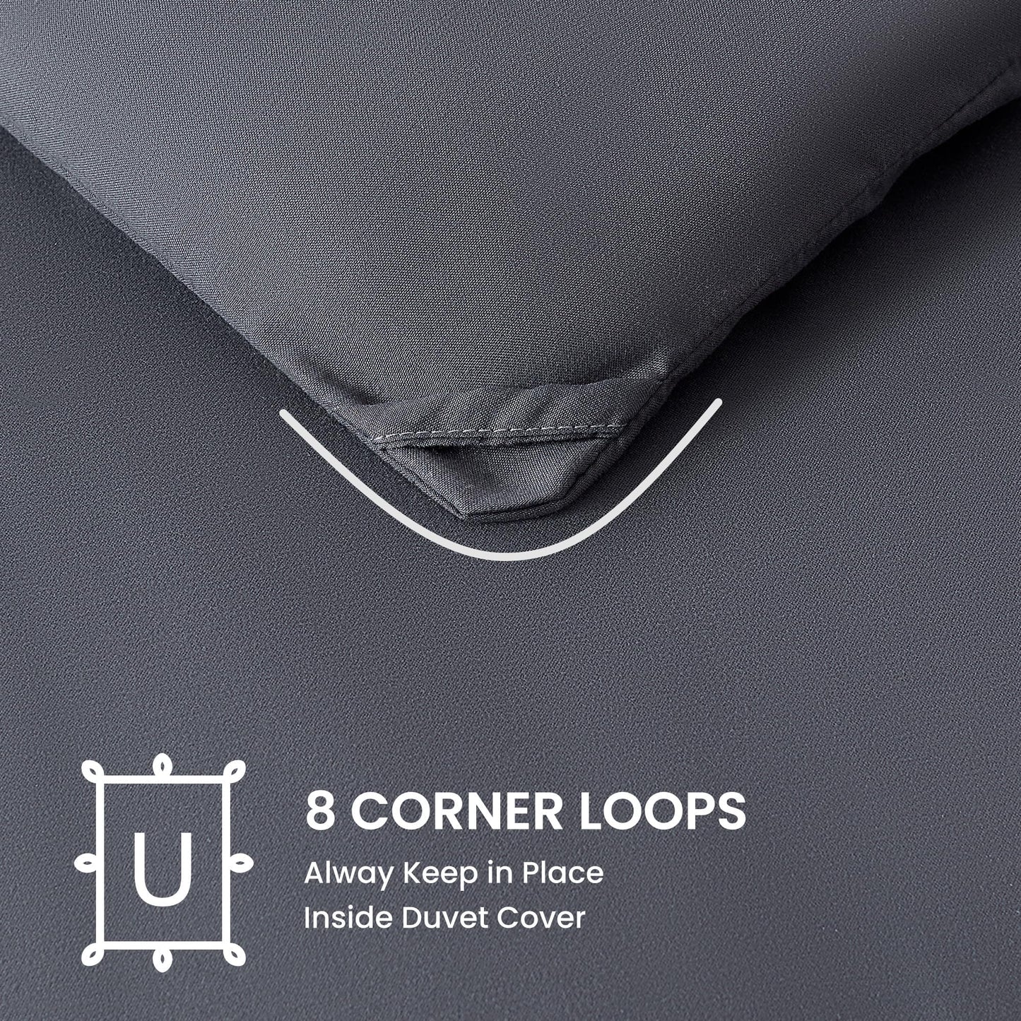 SLEEP ZONE Comforter Duvet Insert, Queen Size Quilted Reversible Comforters, Soft All Season Duvet, Down Alternative Breathable Bedding with 8 tabs, 2 Sides Dark Gray 88 x 88 Inches