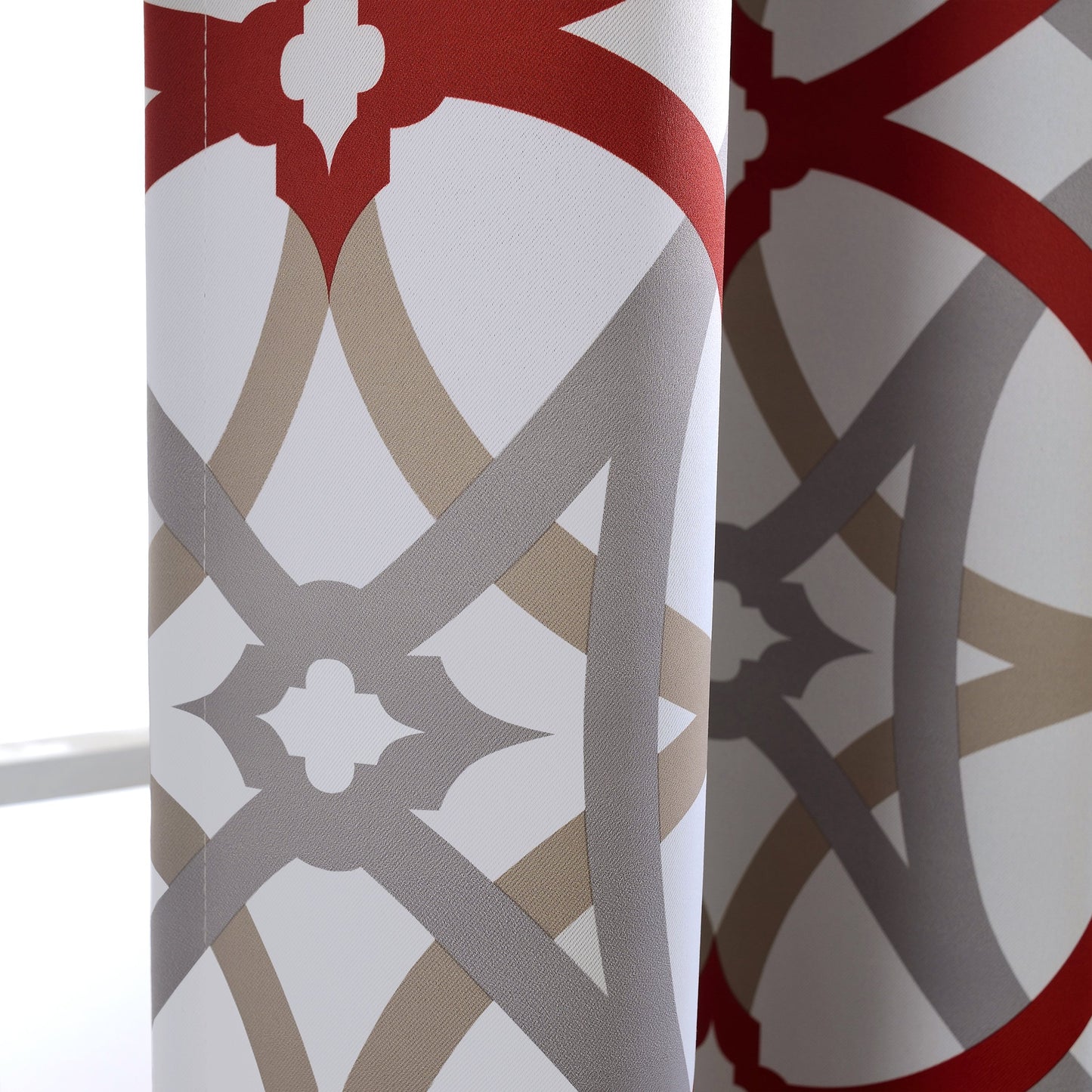 DriftAway Alexander Blackout Valances for Windows Thermal Insulated Kitchen Topper Geometric Moroccan Mid Century Pattern Match Thick Bathroom Curtain Valance Rod Pocket 52 Inch by 24 Inch Red/Gray
