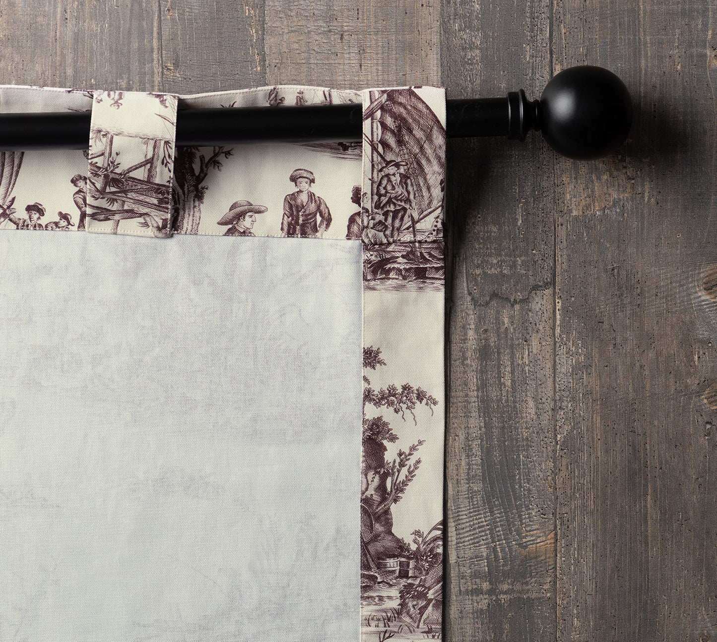 Maison d' Hermine Curtains for Living Room 100% Cotton 96 inch Length One Panel Light Filtering Toile Curtains for Bedroom Windows with Rod and Loop Pockets Drapes (Calais Charcoal, 50" W x 96" L)