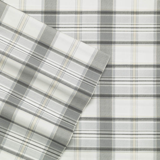 Eddie Bauer - Twin Sheet Set with Fitted Sheet & Pillowcase, 100% Cotton Percale Bedding, Crisp & Cool, Dorm Room Essentials, Chinook Grey