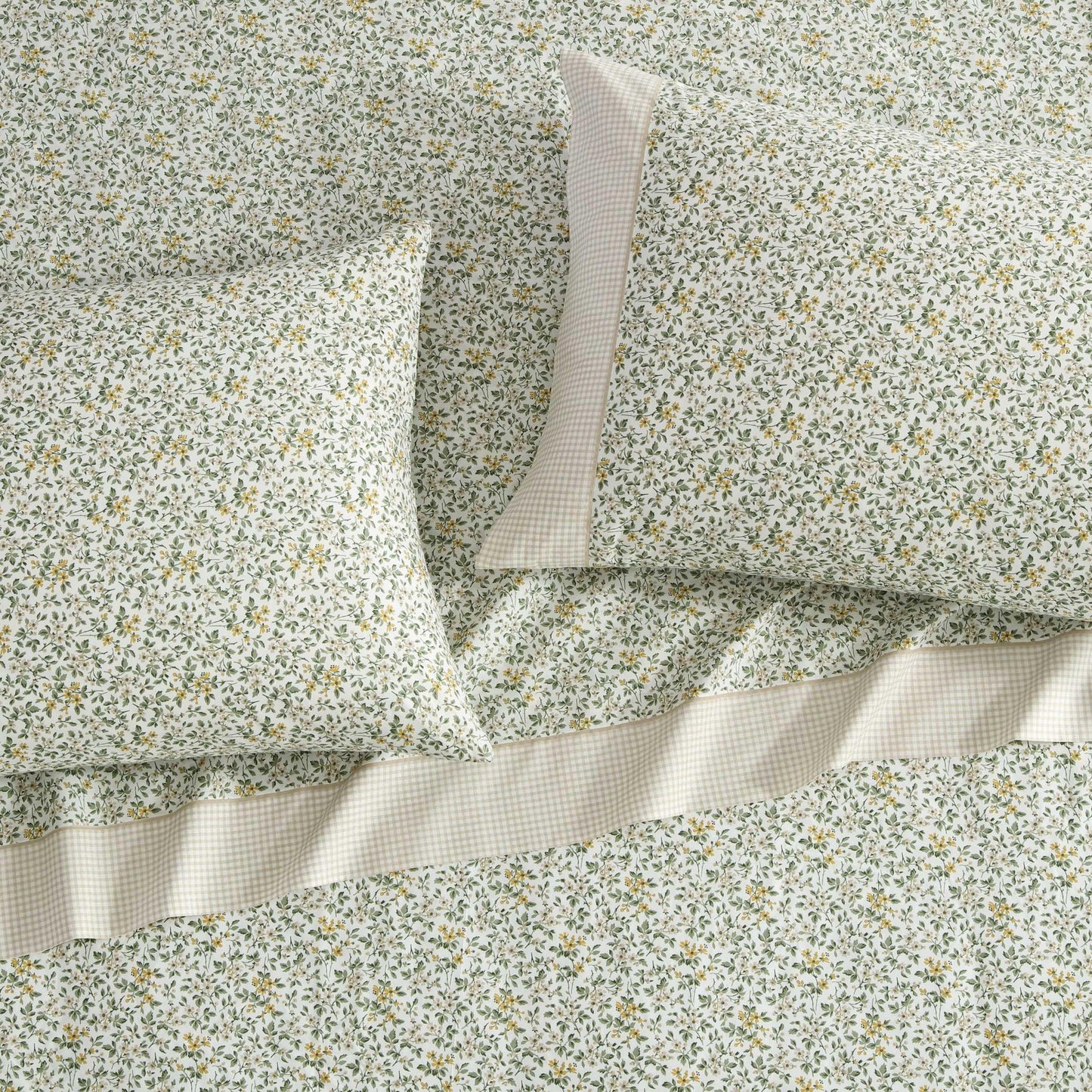 Laura Ashley - King Sheet Set, Breathable Percale Cotton Bedding with Deep Pockets, Chic Home Decor, Oeko-Tex Certified (Tierney Green, King)