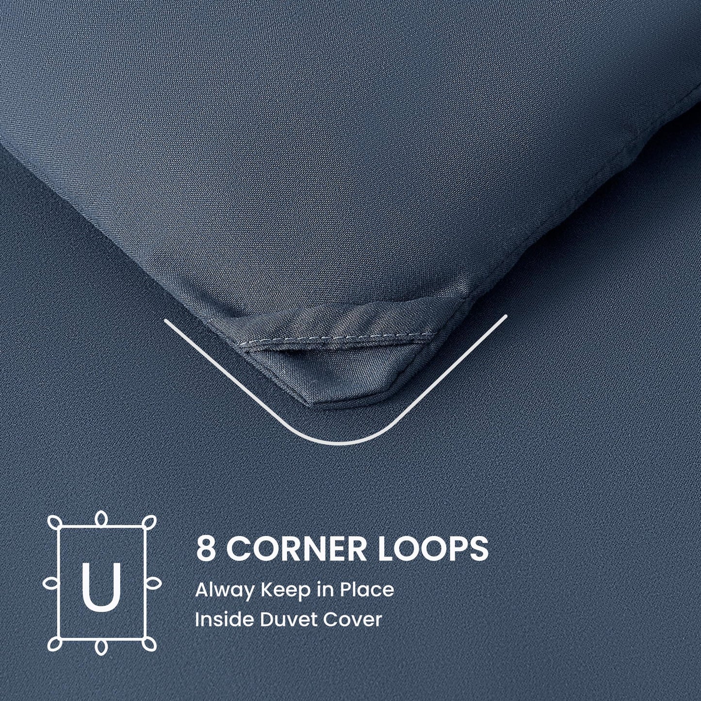 SLEEP ZONE Comforter Duvet Insert, Queen Size Quilted Reversible Comforters, Soft All Season Duvet, Down Alternative Breathable Bedding with 8 tabs, 2 Sides Flint Blue 88 x 88 Inches