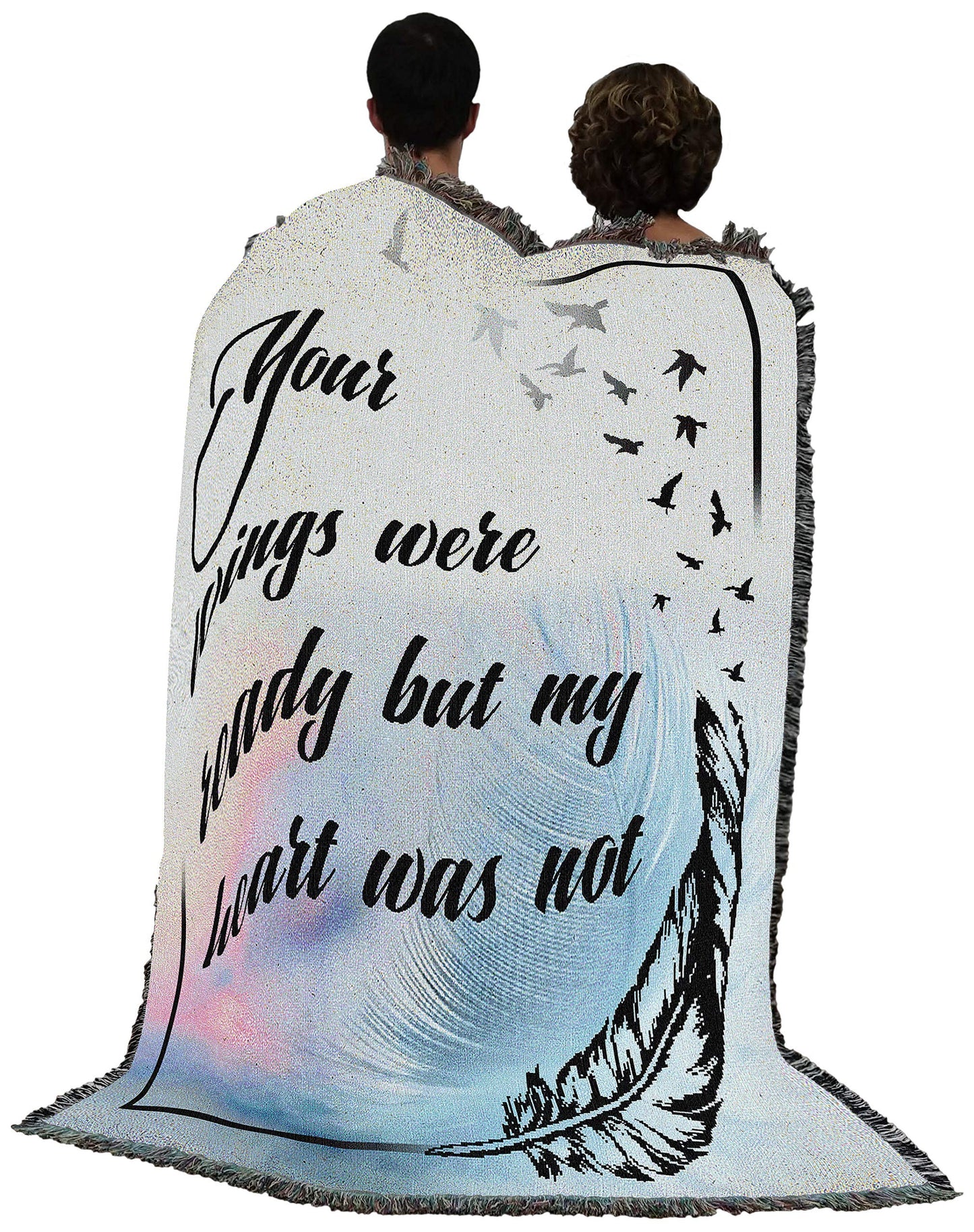 Pure Country Weavers Your Wings were Ready But My Heart was Not Blanket - Sympathy Bereavement Gift Tapestry Throw Woven from Cotton - Made in the USA (72x54)