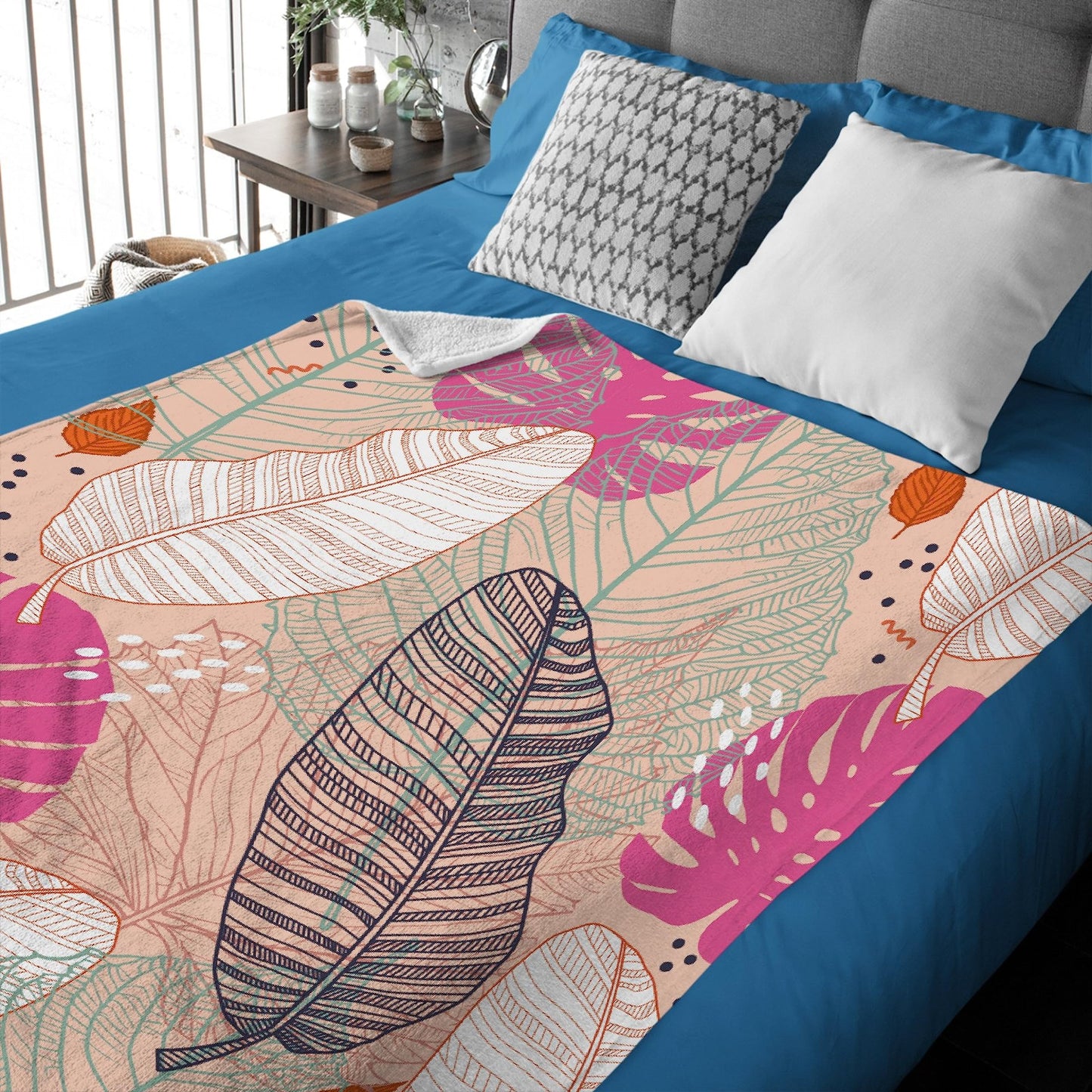 Blanket Leaves Tropical Plants Leaf Soft Cozy Throw Lightweight Microplush Blankets for Couch Bed Sofa All Season Warm-50 in x 40 in Small for Kids