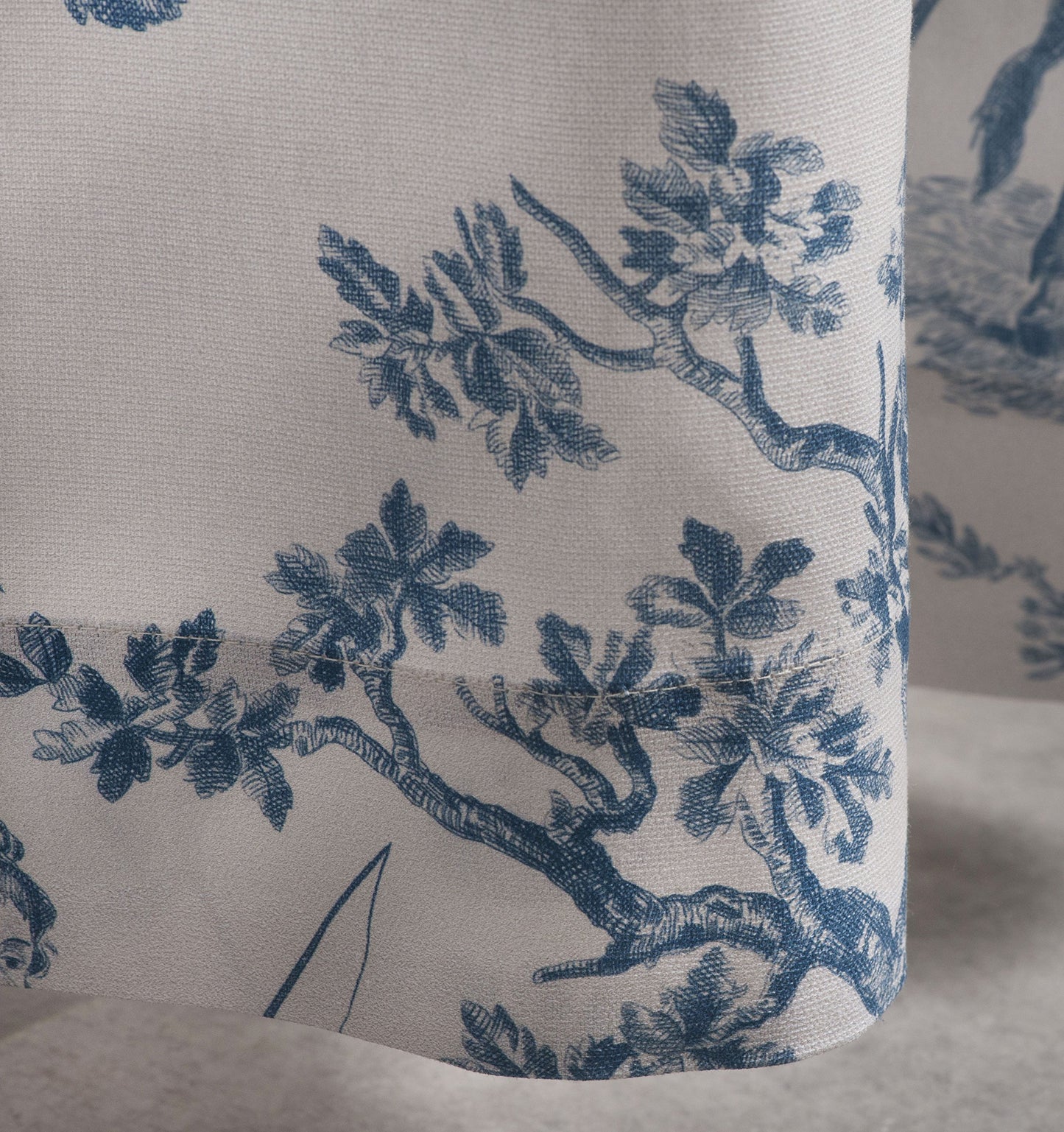 Maison d' Hermine Curtains for Living Room 100% Cotton 96 inch Length One Panel Light Filtering Toile Curtains for Bedroom Windows with Rod and Loop Pockets Drapes (The Miller Denim, 50" W x 96" L)